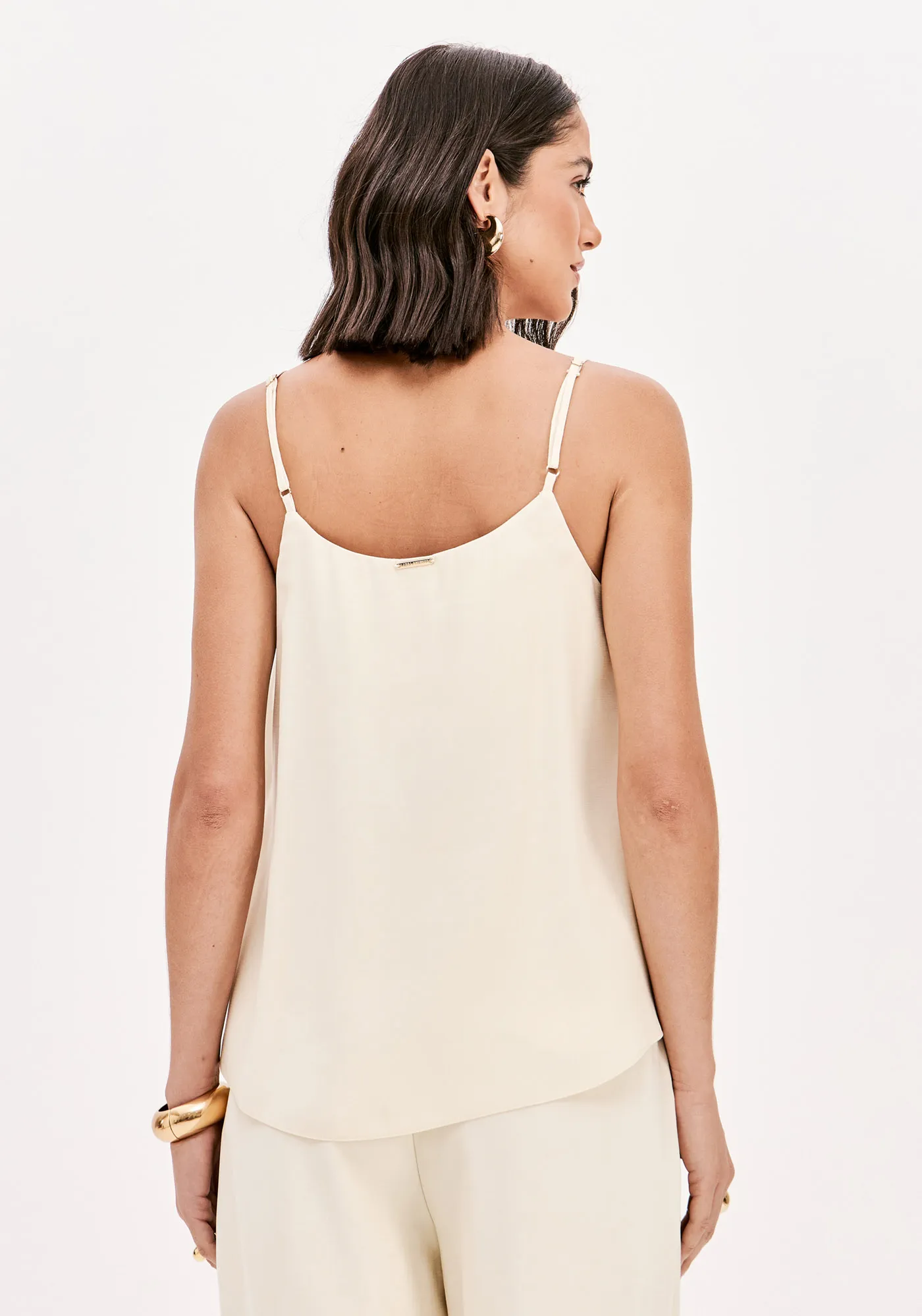 Blusa Curta De Alças Finas Com Aviamento — foto 3