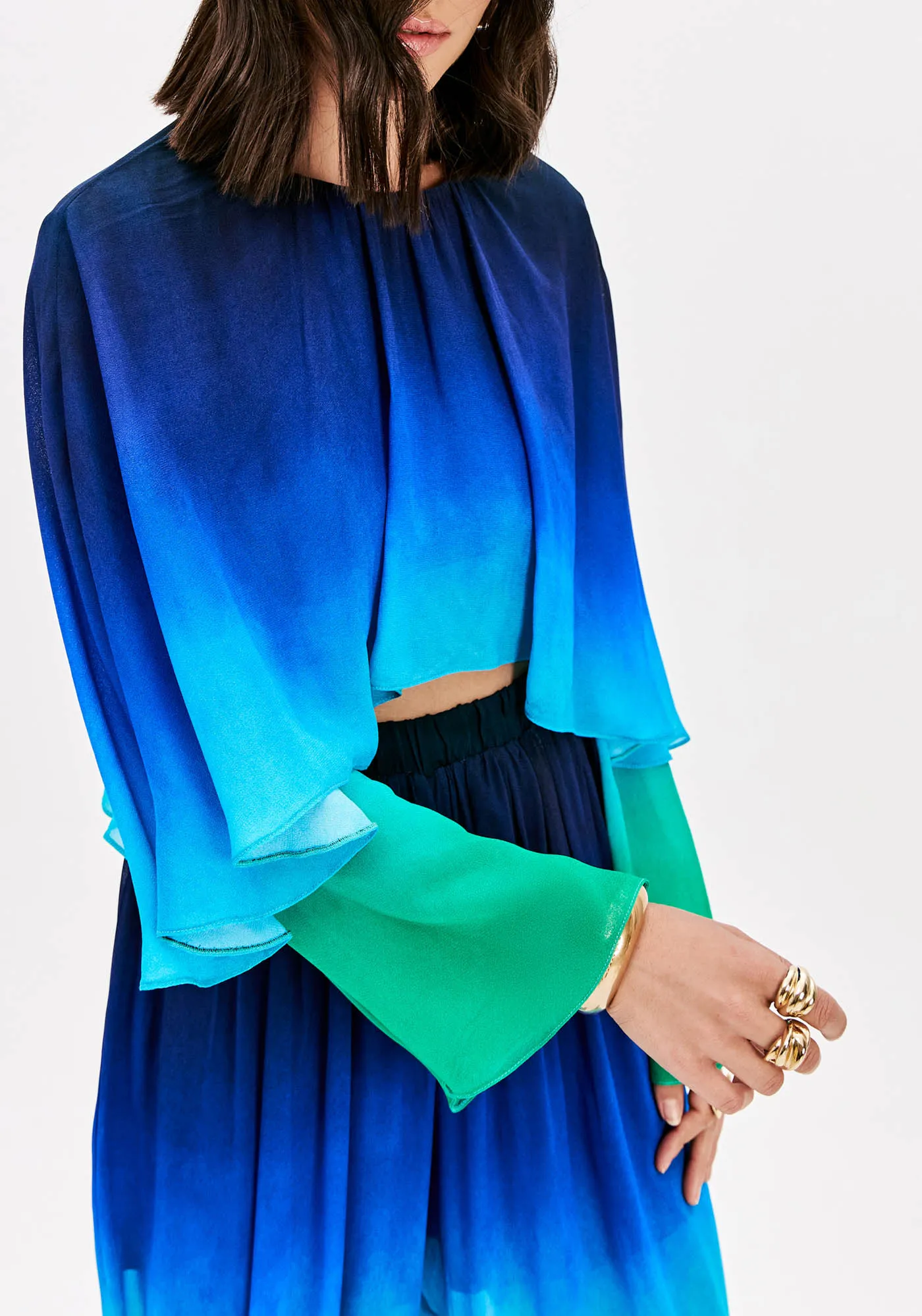 Blusa Ampla Chiffon Com Sobreposição — foto 2