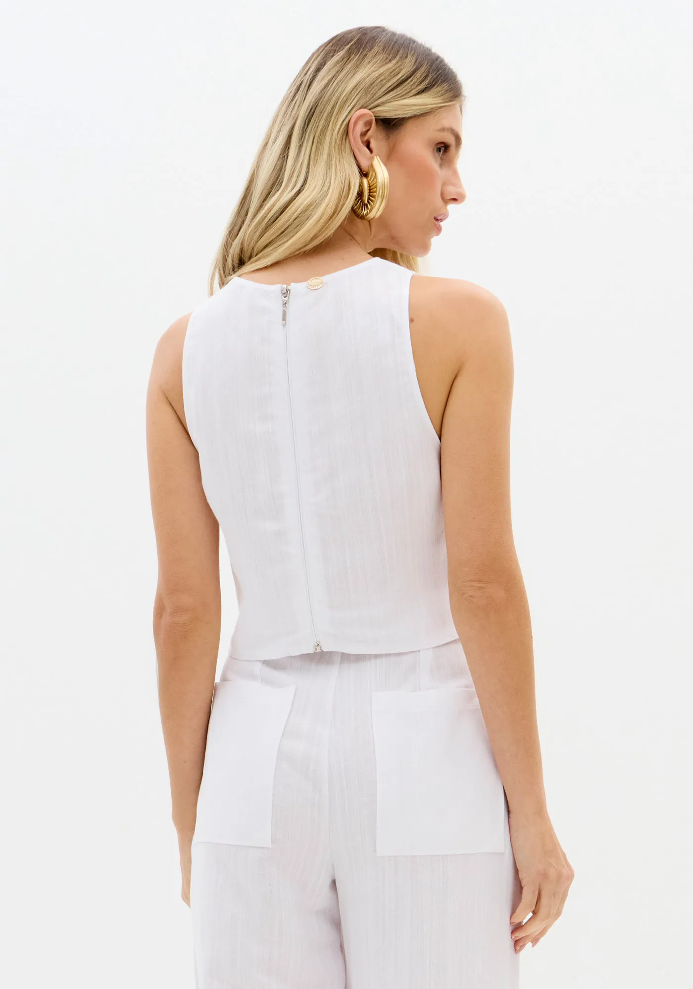 Blusa Curta Com Linho — foto 3