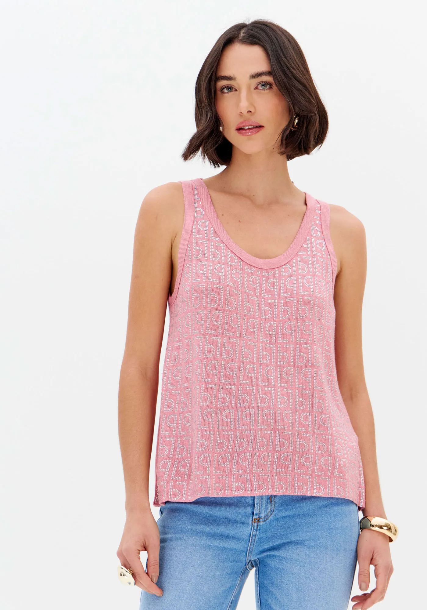 Blusa Regata Tricot Com Aplicação — foto 3