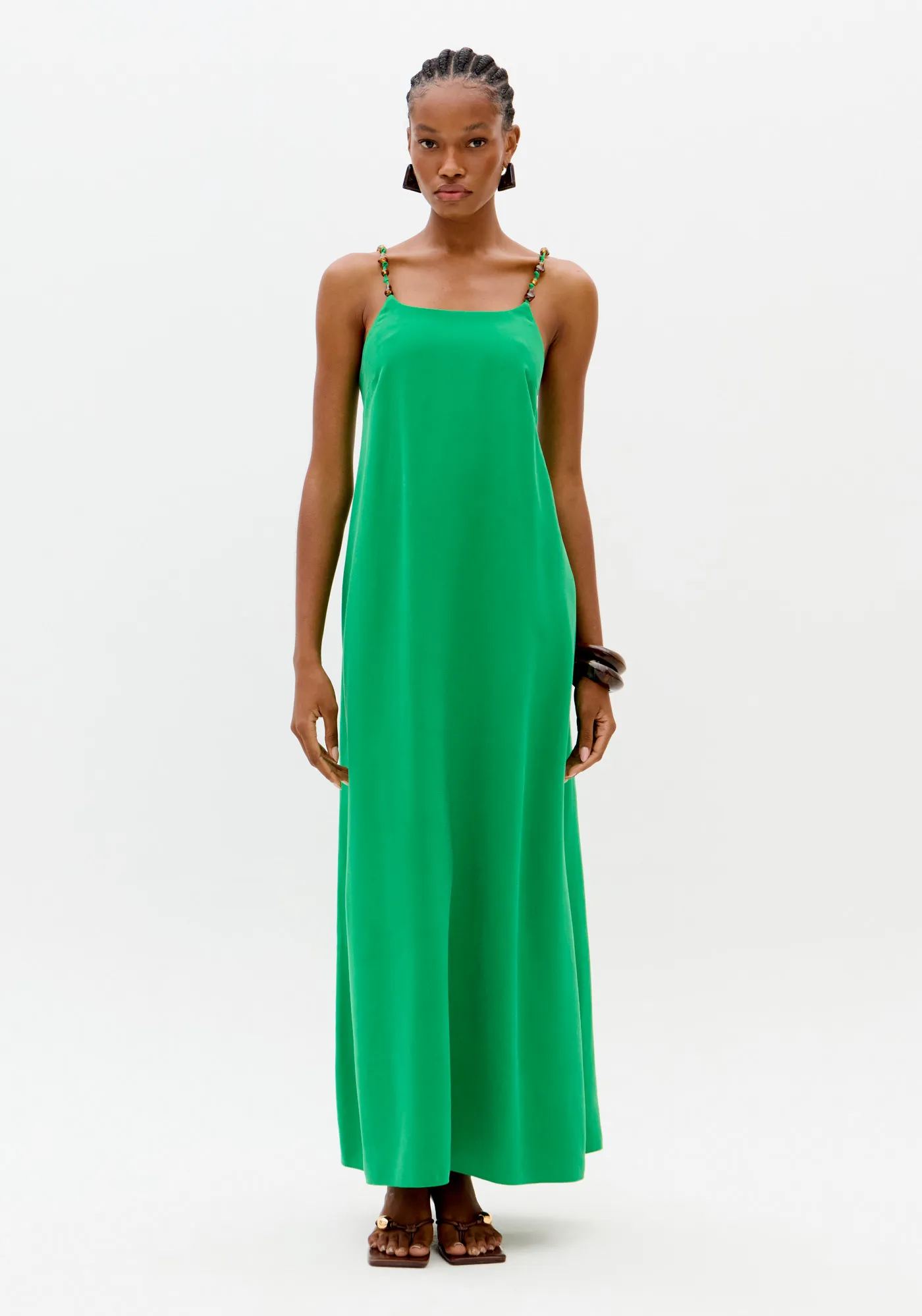 Vestido Super Midi Evasê De Alças