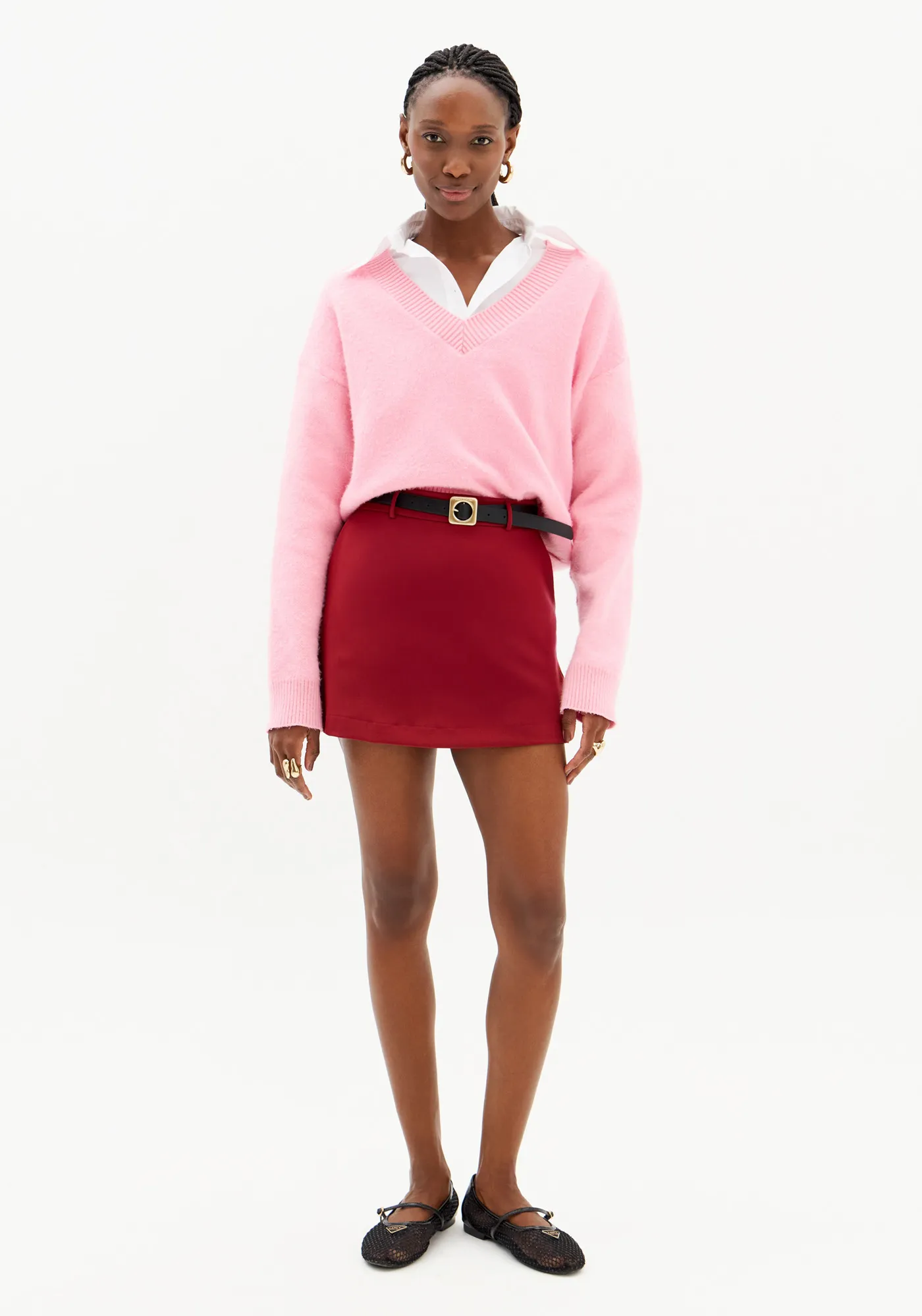 Short Saia Cintura Alta Com Cinto