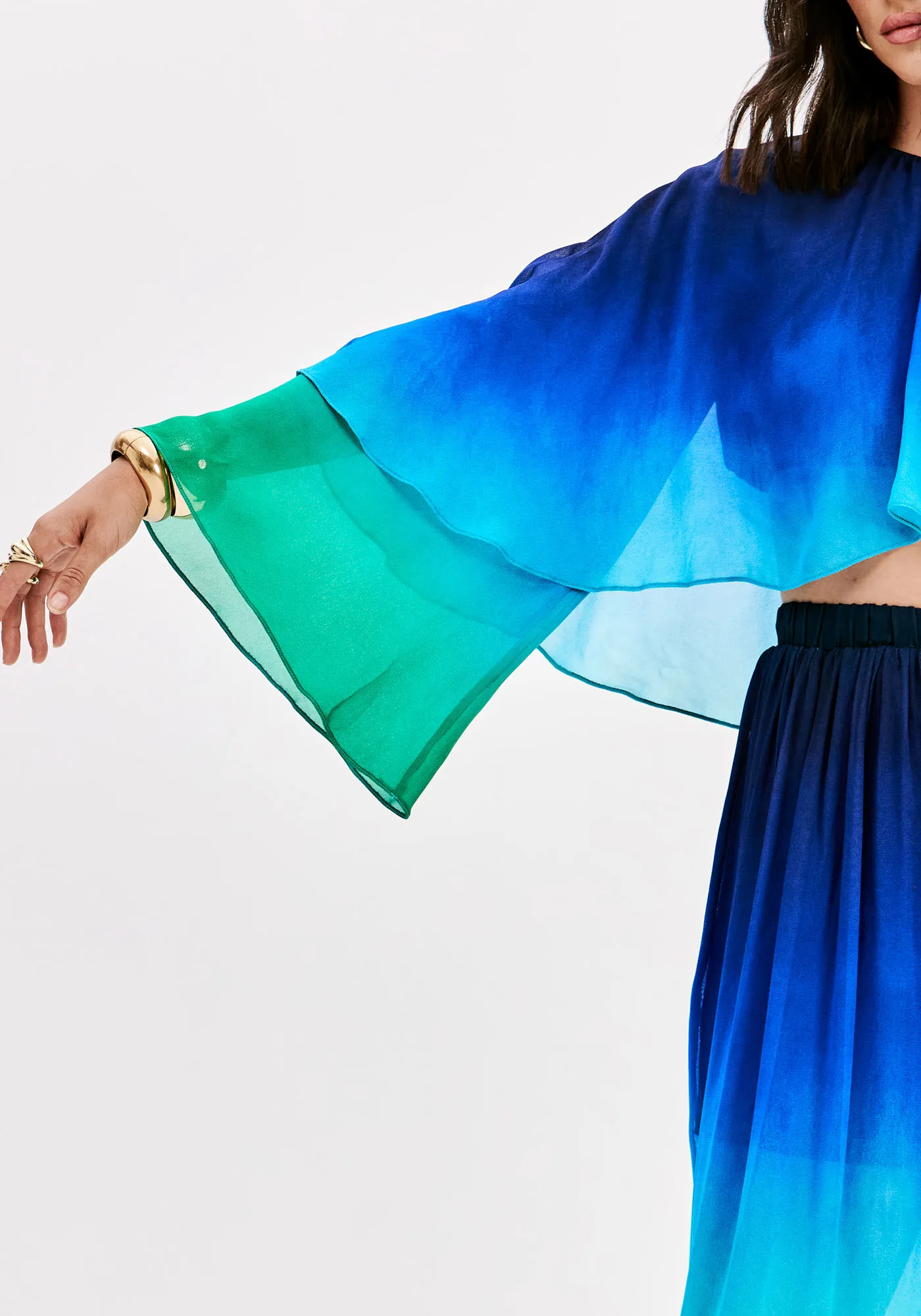 Blusa Ampla Chiffon Com Sobreposição — foto 3