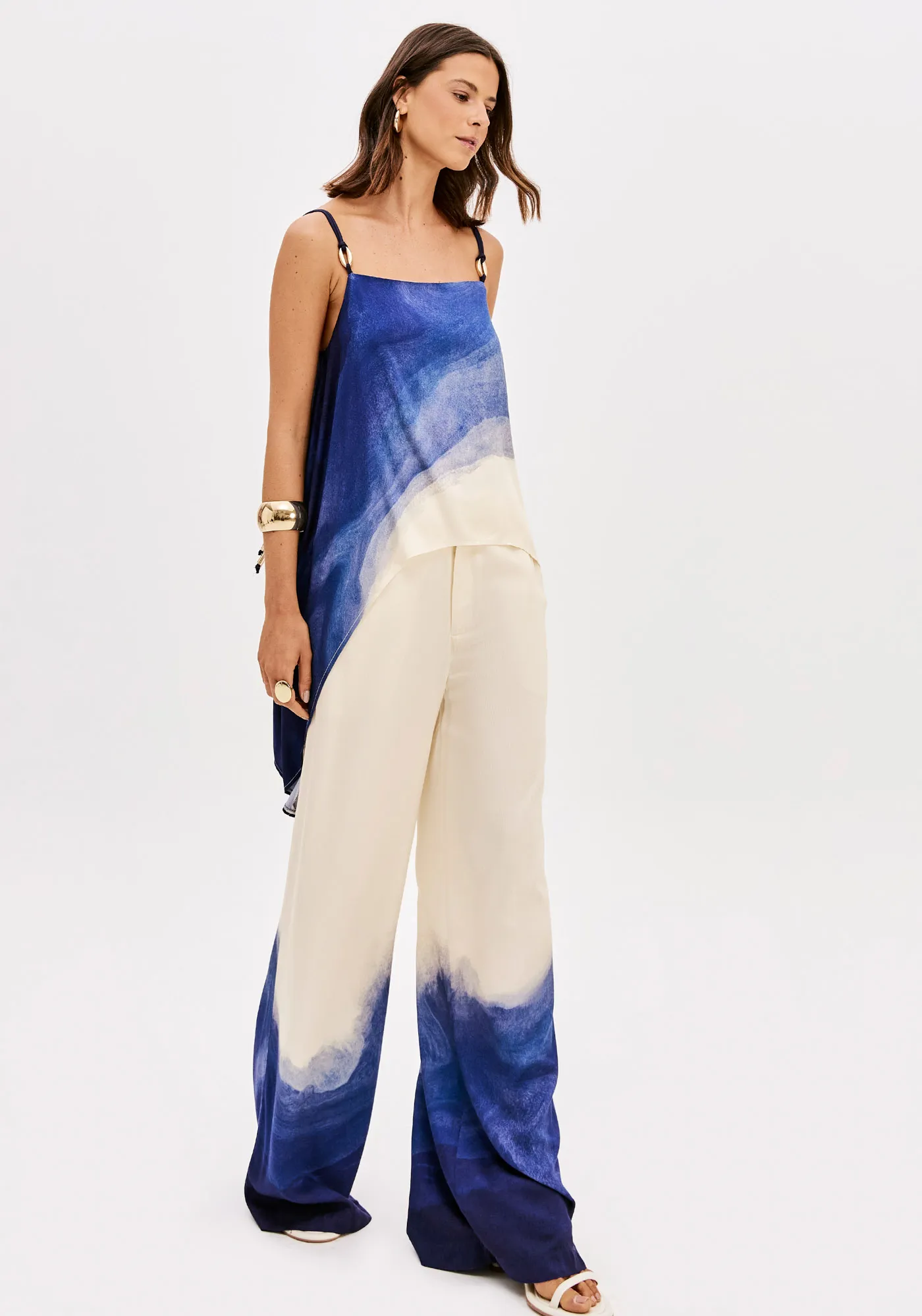 Calça Wide Leg Cintura Alta Estampada — foto 3