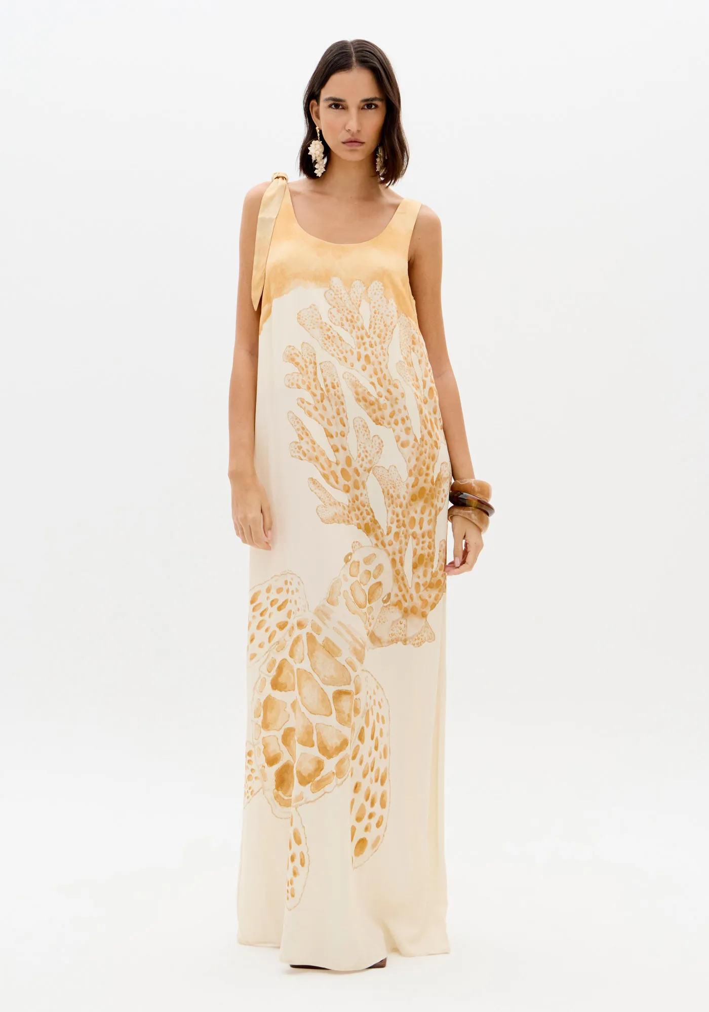 Vestido Longo Estampado Com Amarração