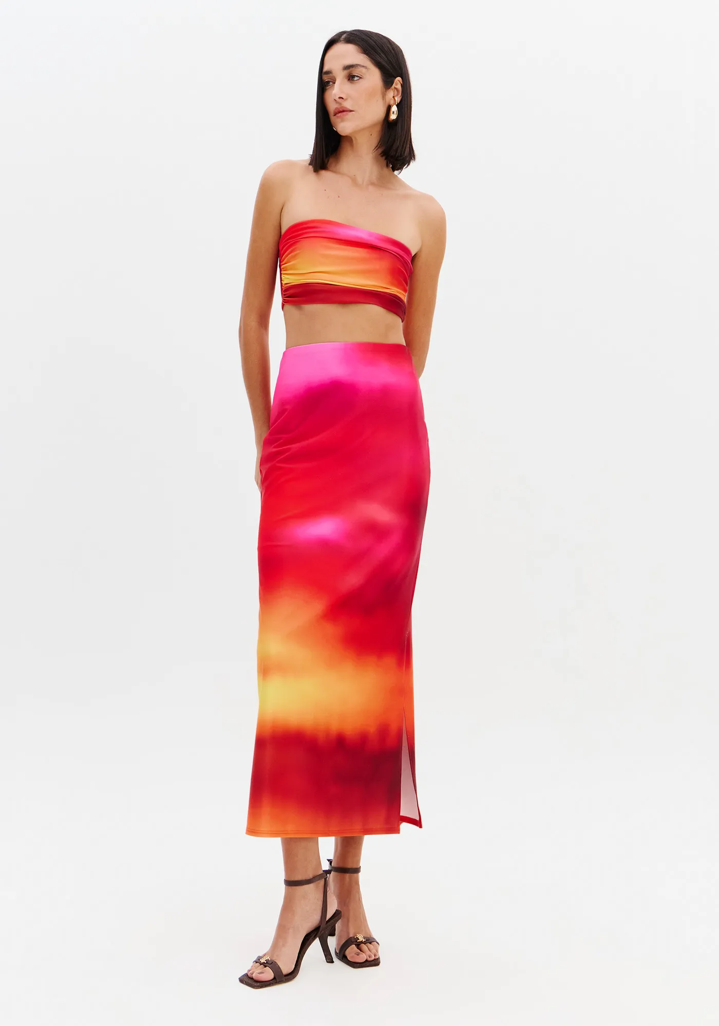 Top Cropped Estampado Sem Alças — foto 3