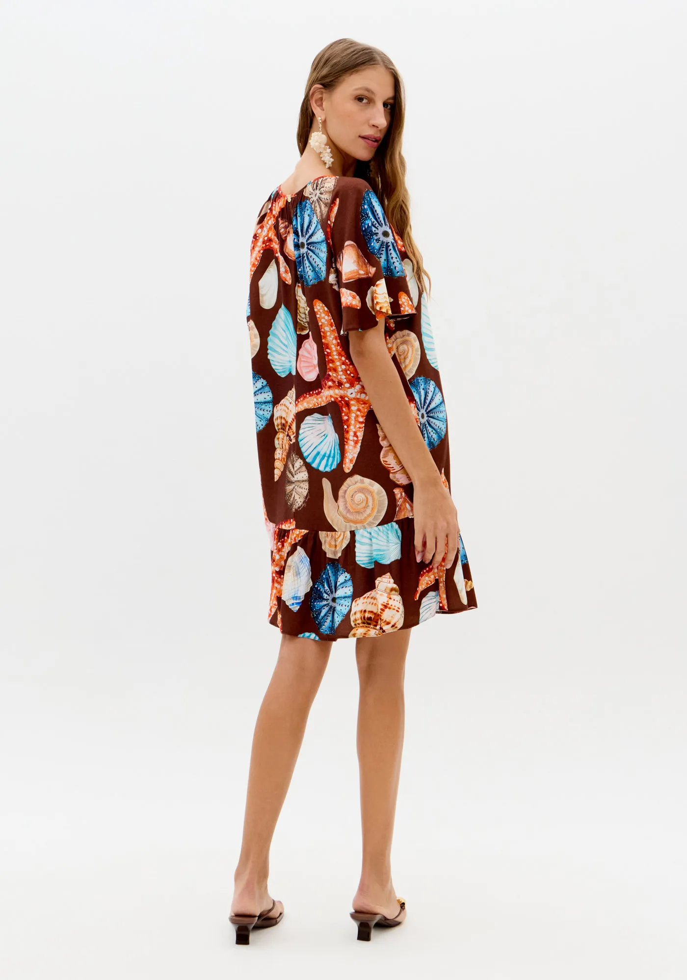 Vestido Curto Estampado Babado Barra — foto 3