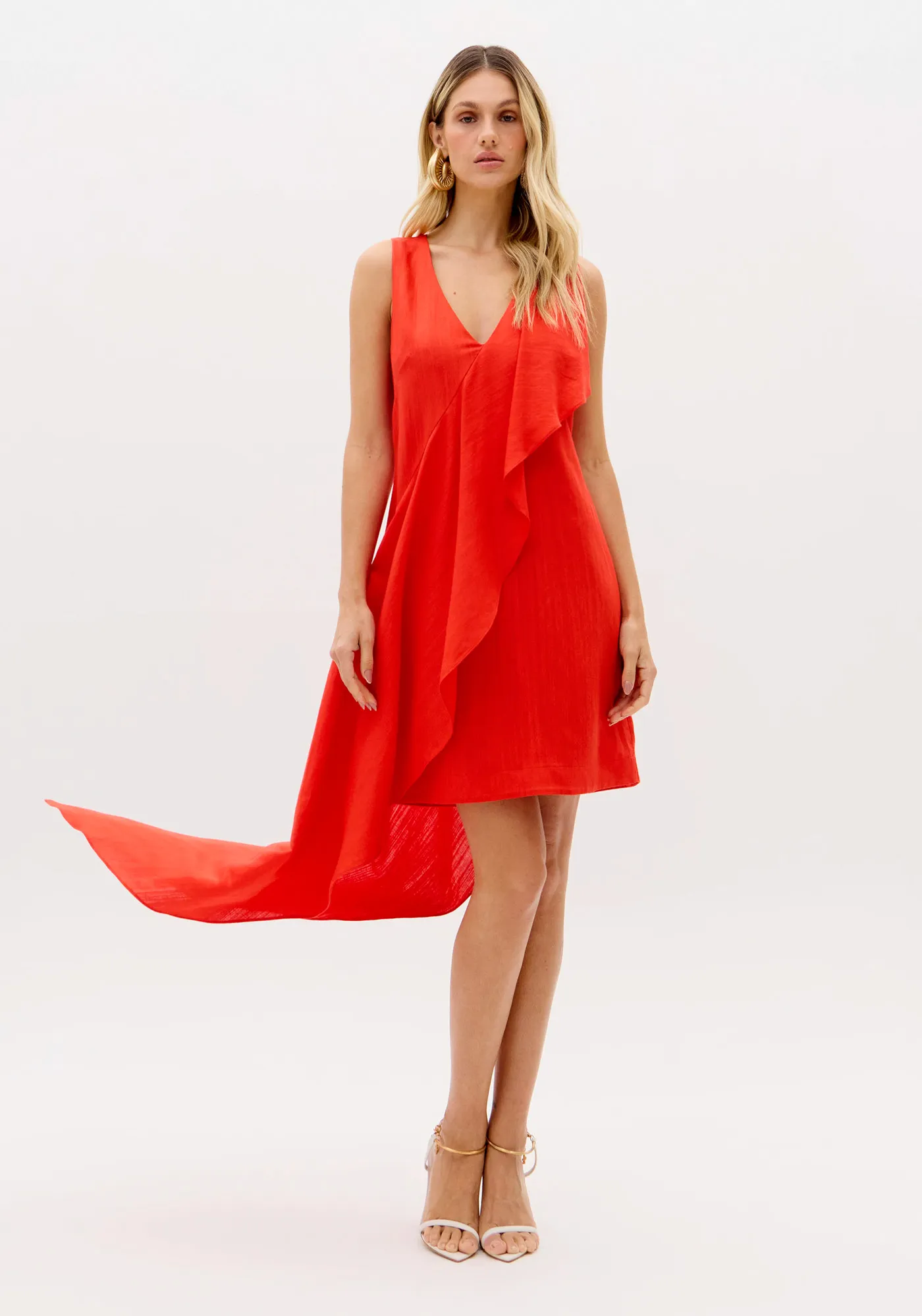 Vestido Curto Assimétrico Com Linho — foto 2