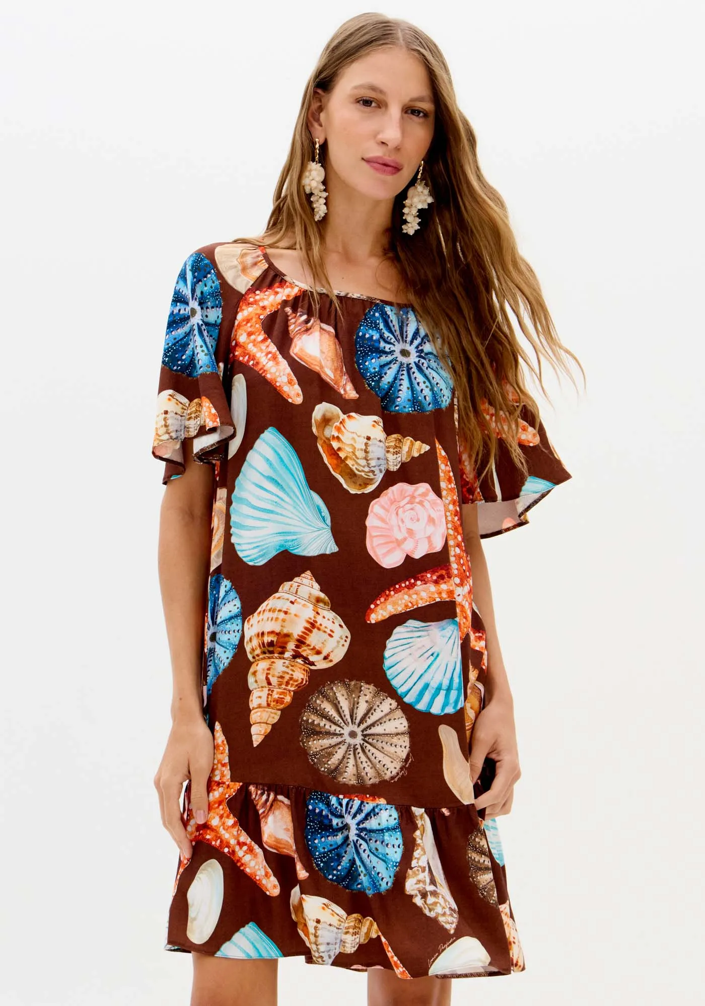 Vestido Curto Estampado Babado Barra — foto 2