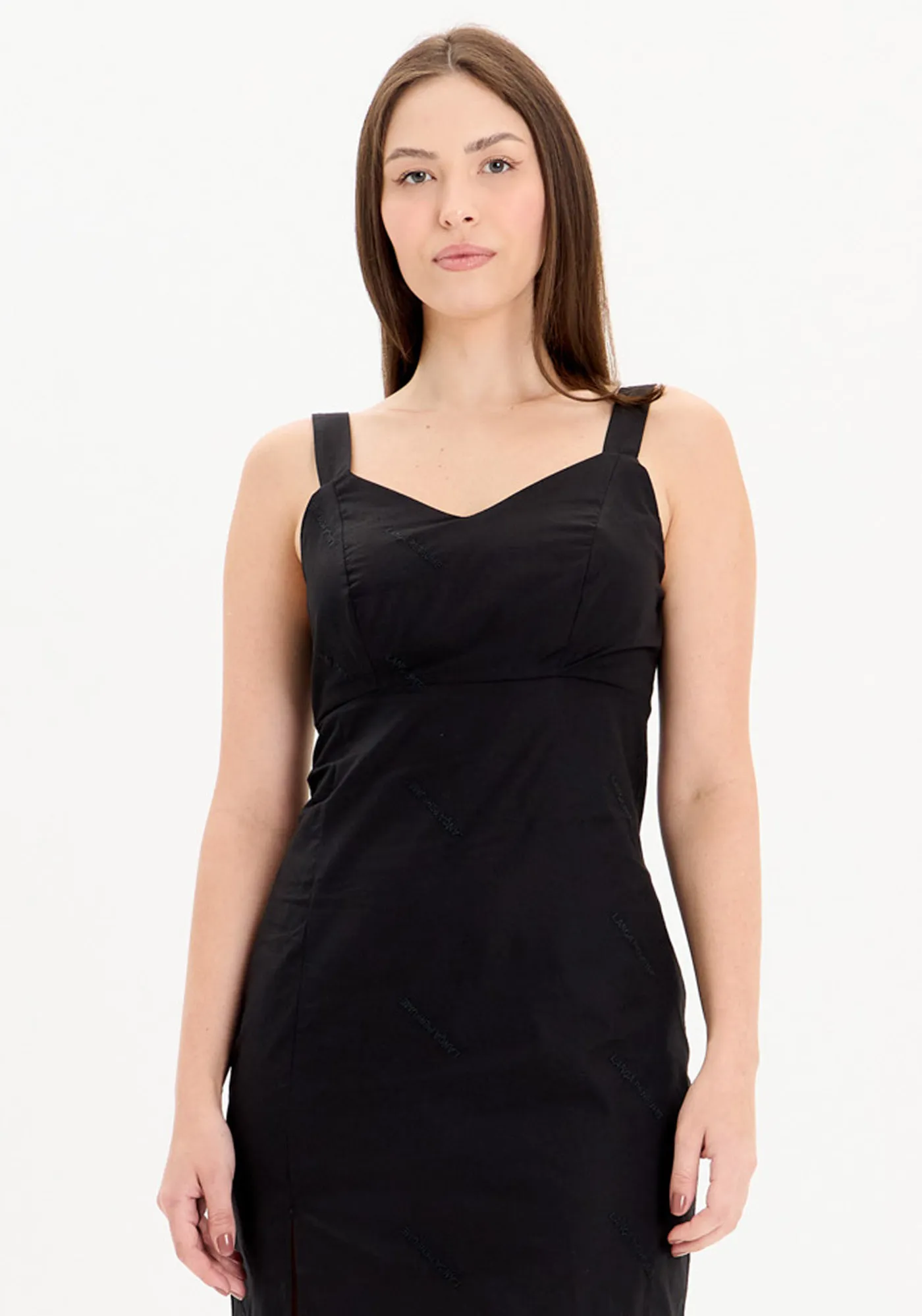 Vestido Super Midi Decote V Com Zíper — foto 2
