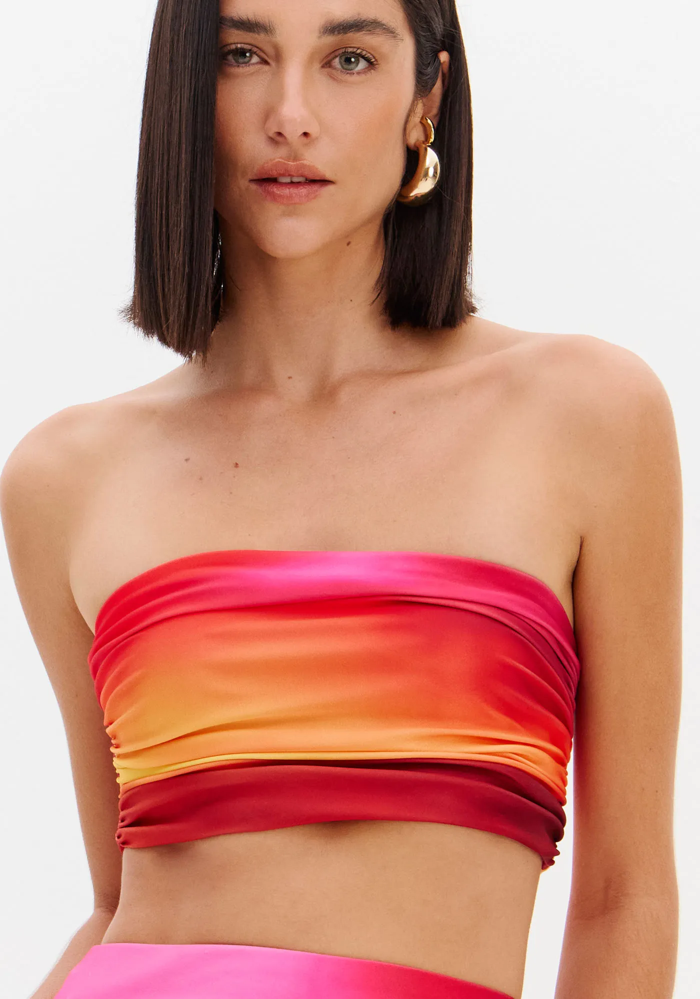 Top Cropped Estampado Sem Alças — foto 2
