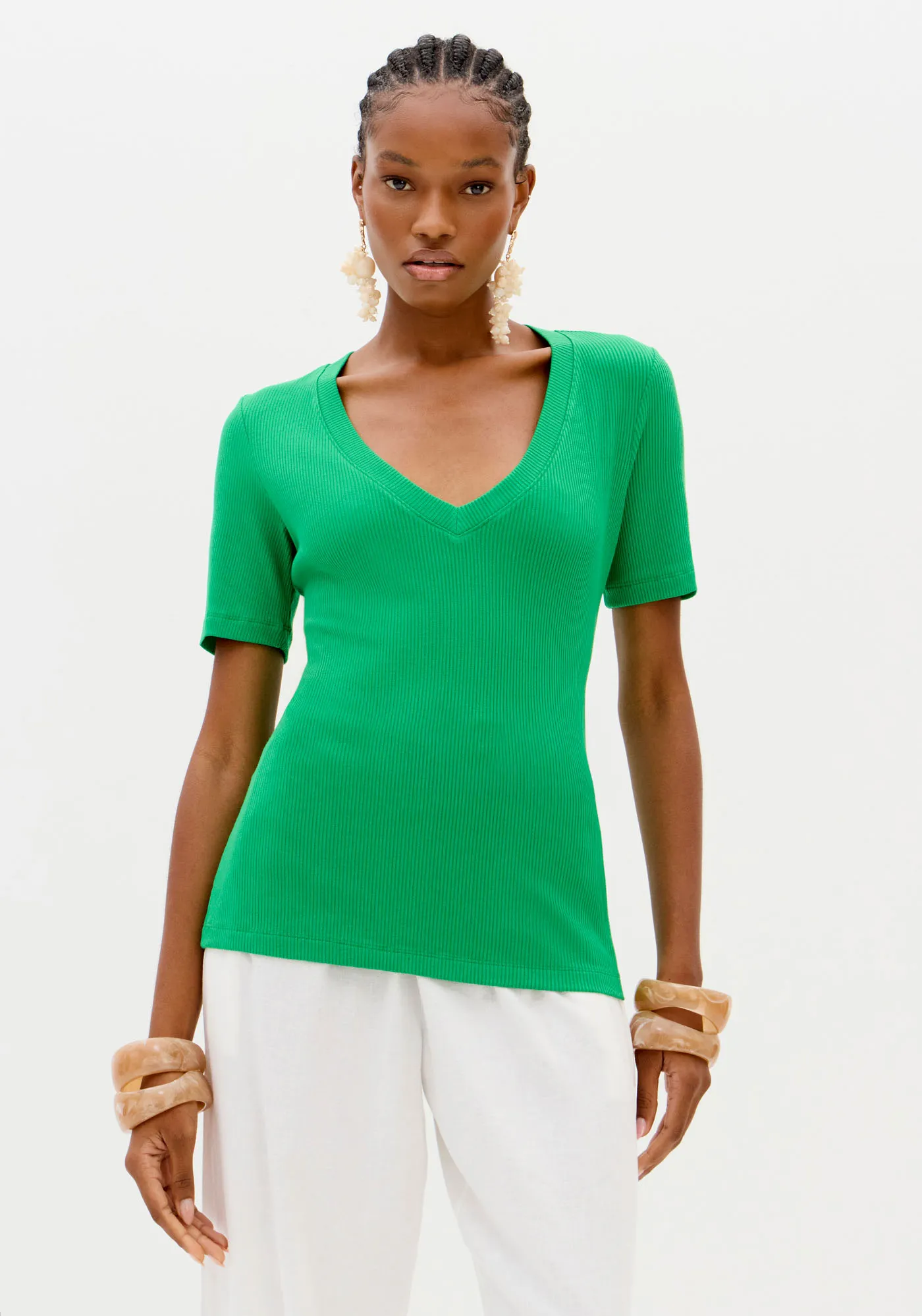 Blusa Canelada Com Decote V — foto 3
