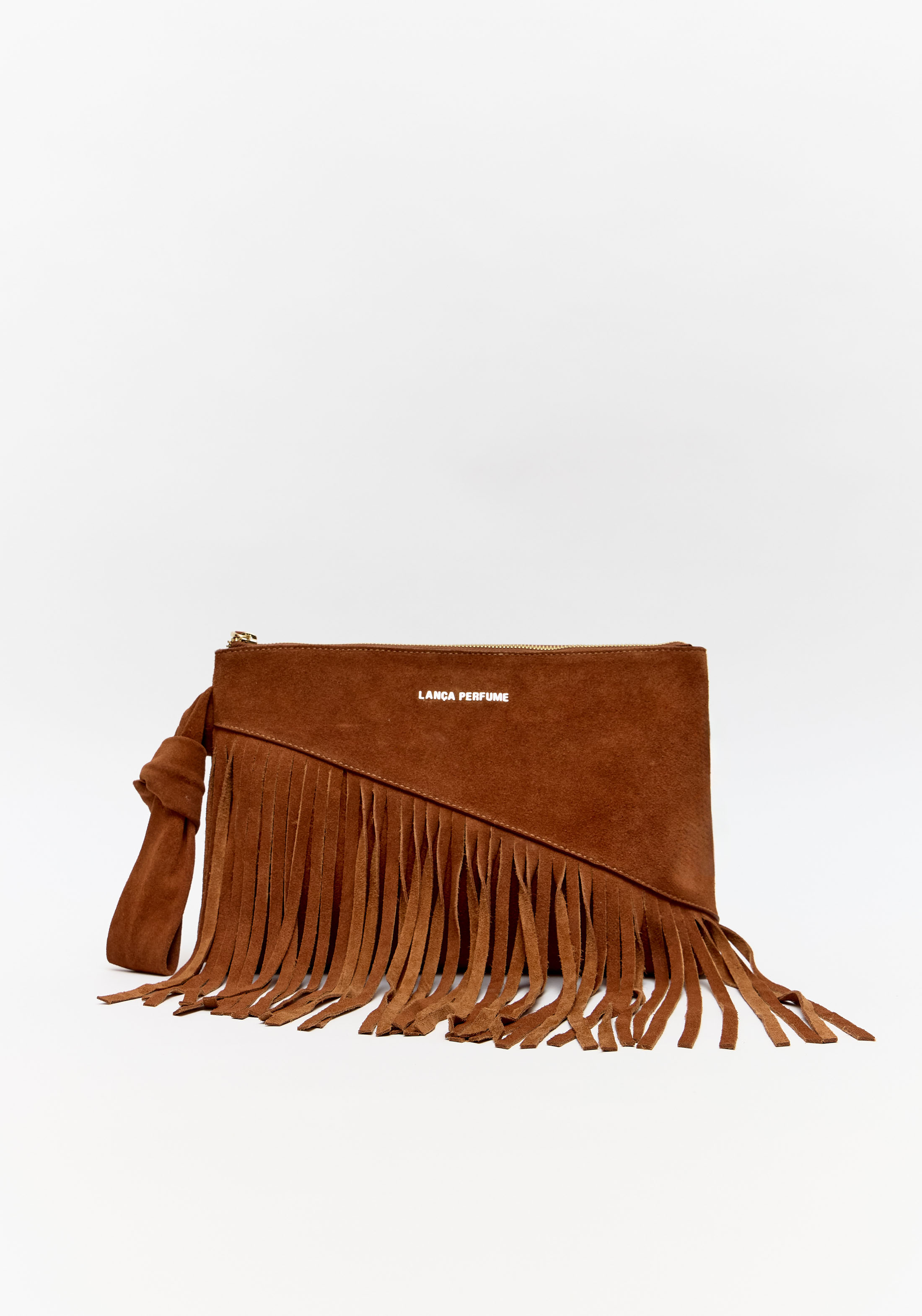 Bolsa Clutch Couro Com Franjas