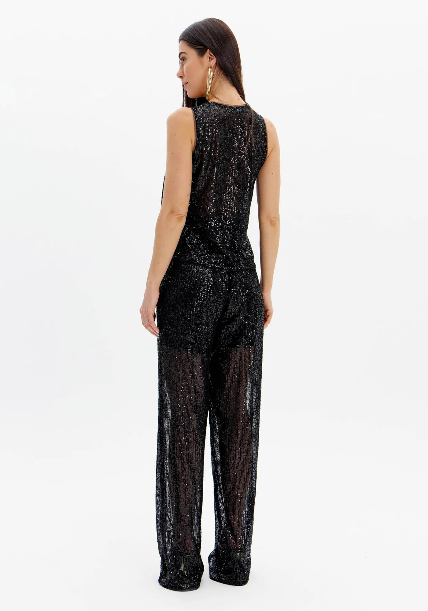 Calça Full Length Cintura Alta Paetês — foto 3