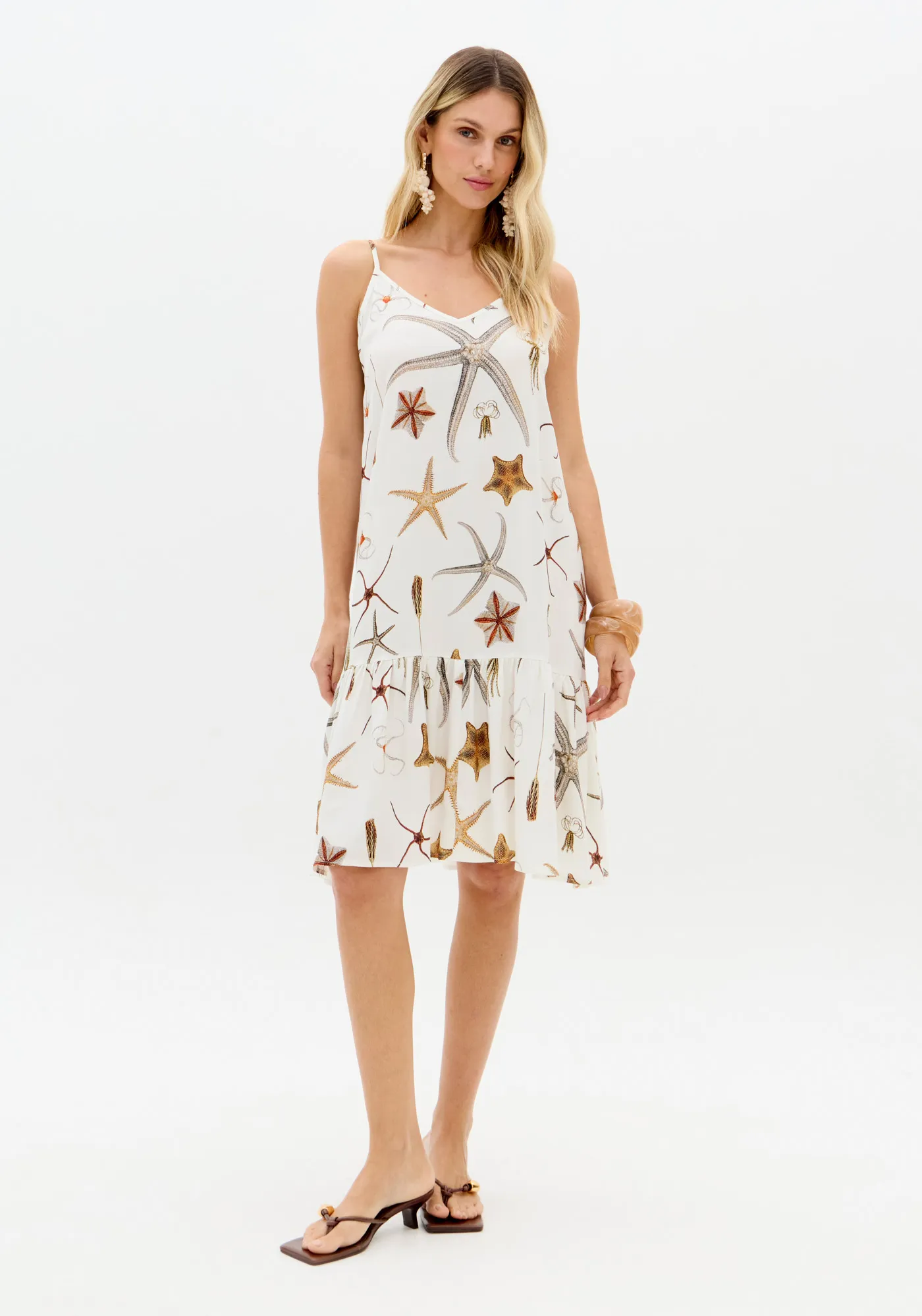 Vestido Curto Estampado De Alças