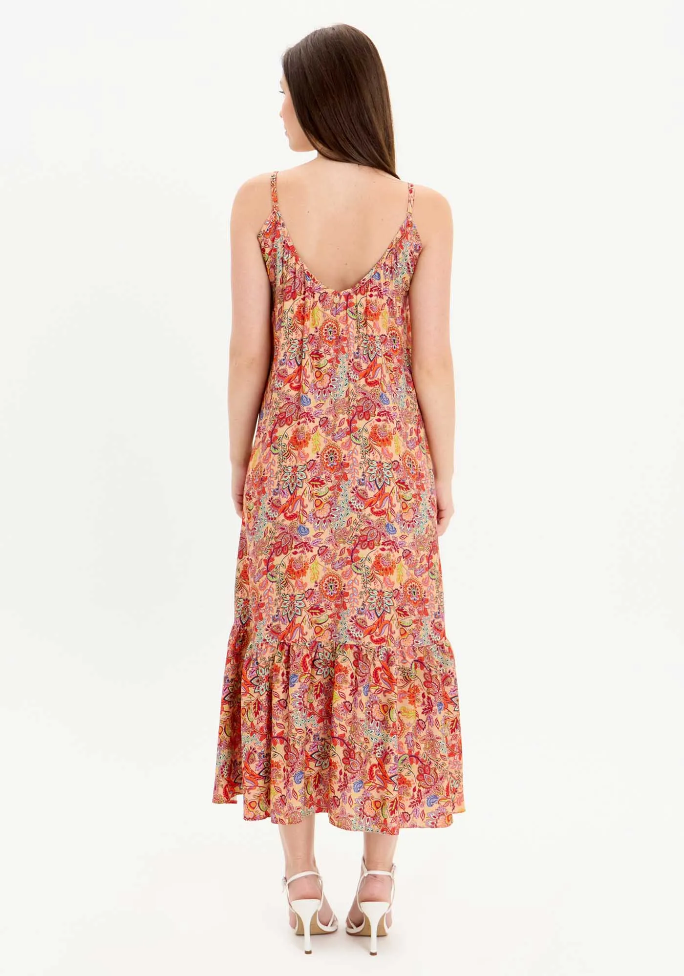 Vestido Estampado De Alças Com Babado Na Barra — foto 3