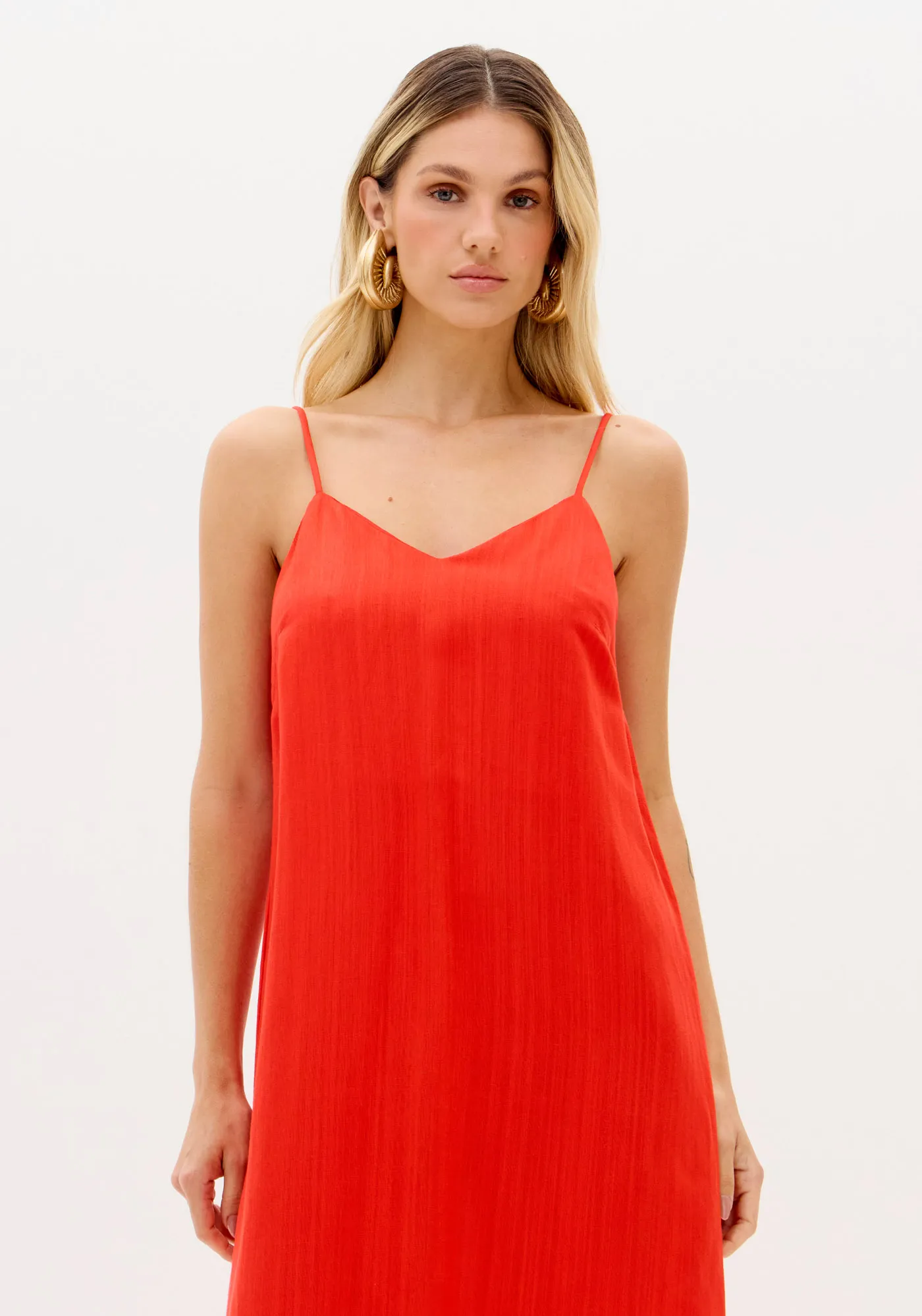 Vestido Super Midi De Alças Com Linho — foto 2