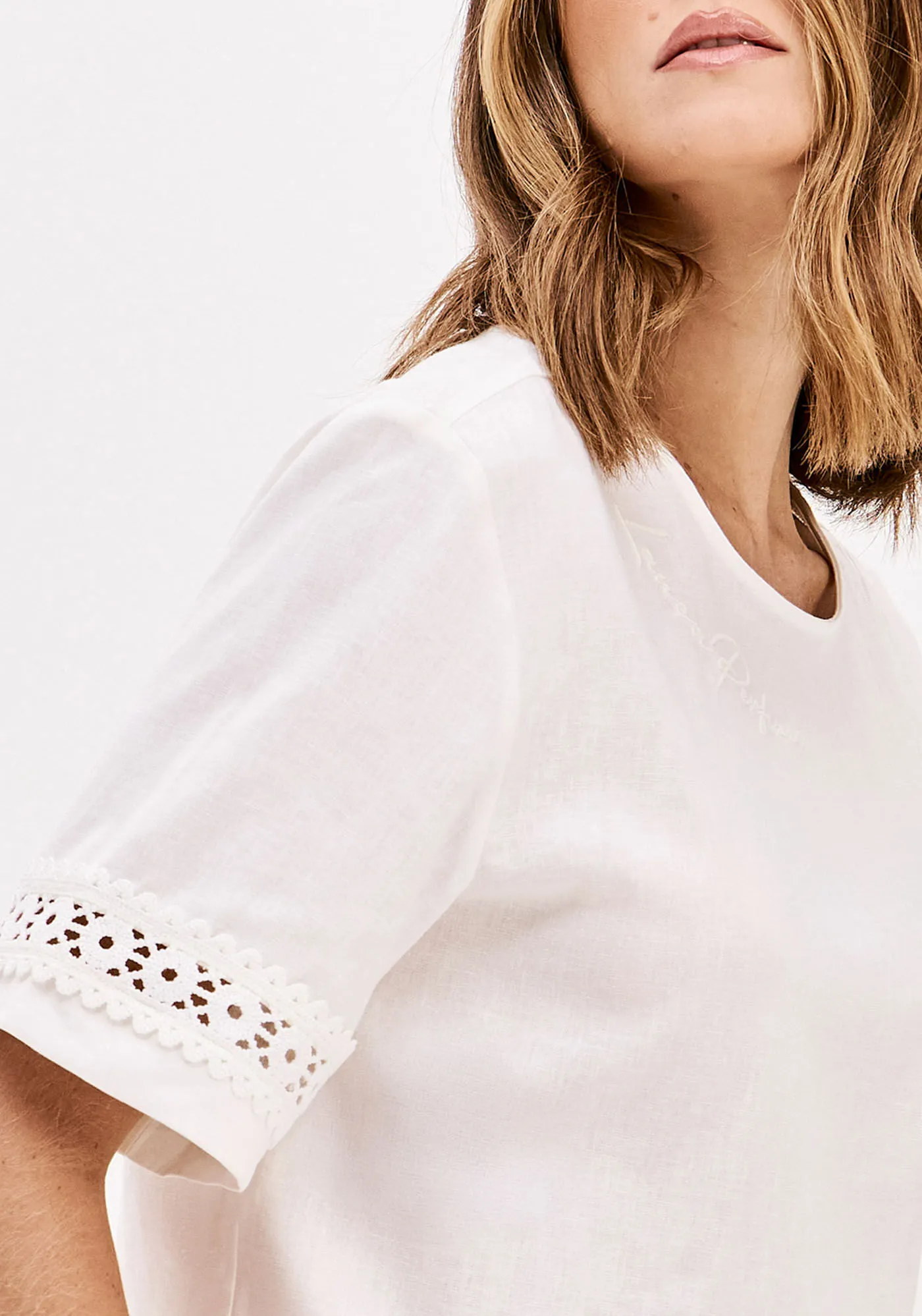 Blusa Mangas Curtas Com Linho — foto 2