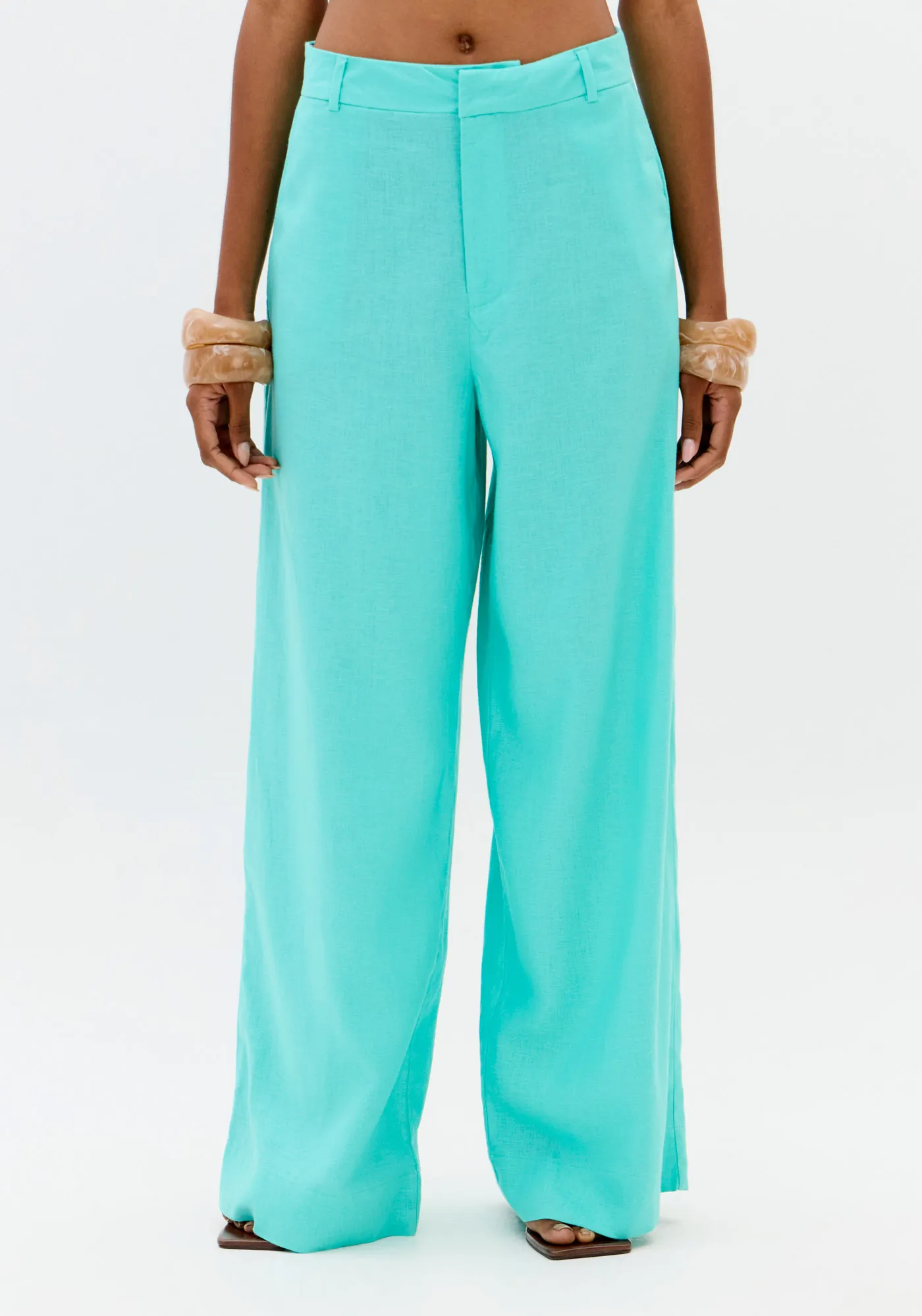 Calça Wide Leg Cintura Alta Com Linho — foto 2