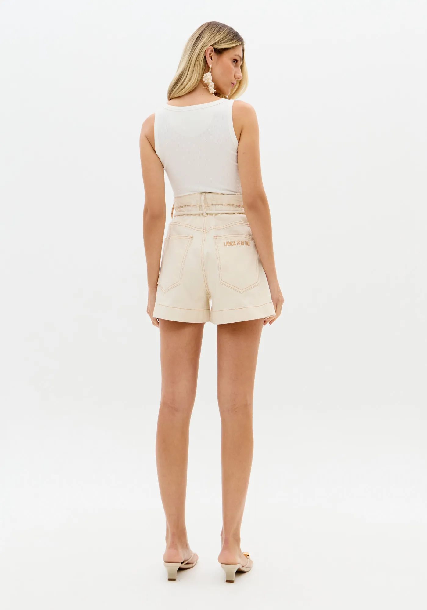Short Sarja Paperbag Comfort Cintura Super Alta — foto 3