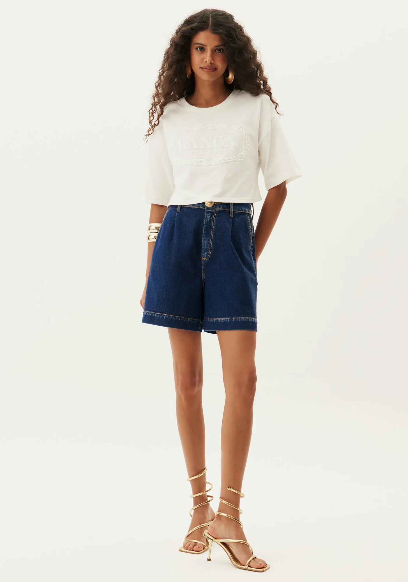 Bermuda Jeans Alfaiataria Super High