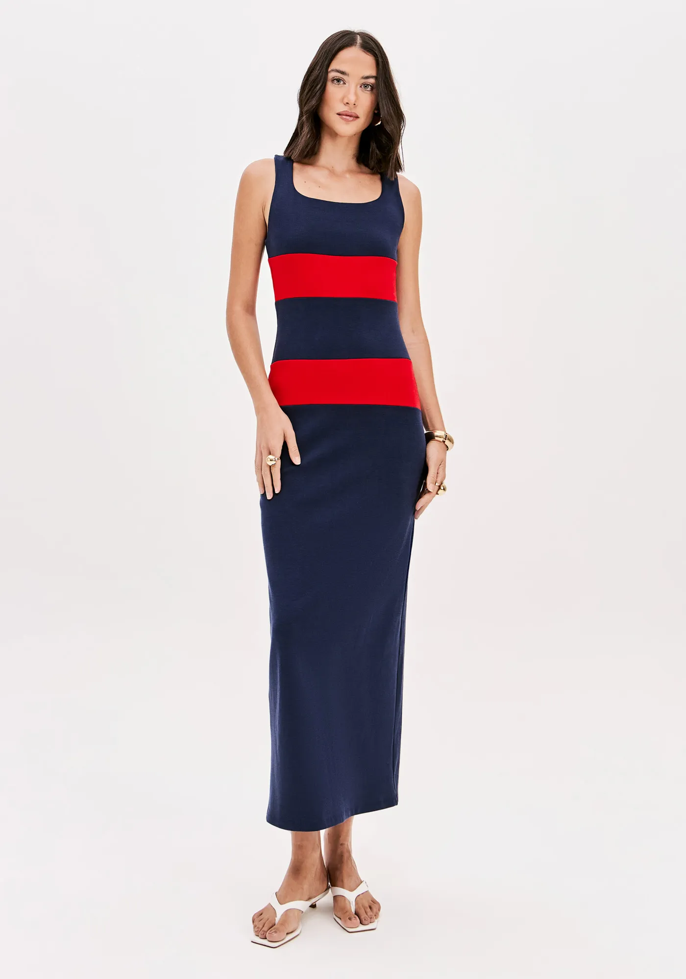 Vestido Super Midi Com Recortes