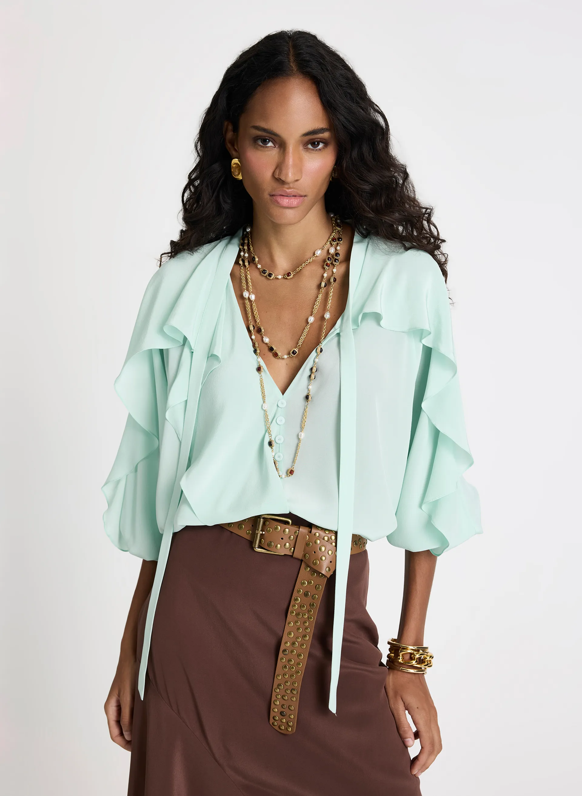 Blusa Le Lis Mabel Babados Seda Feminina