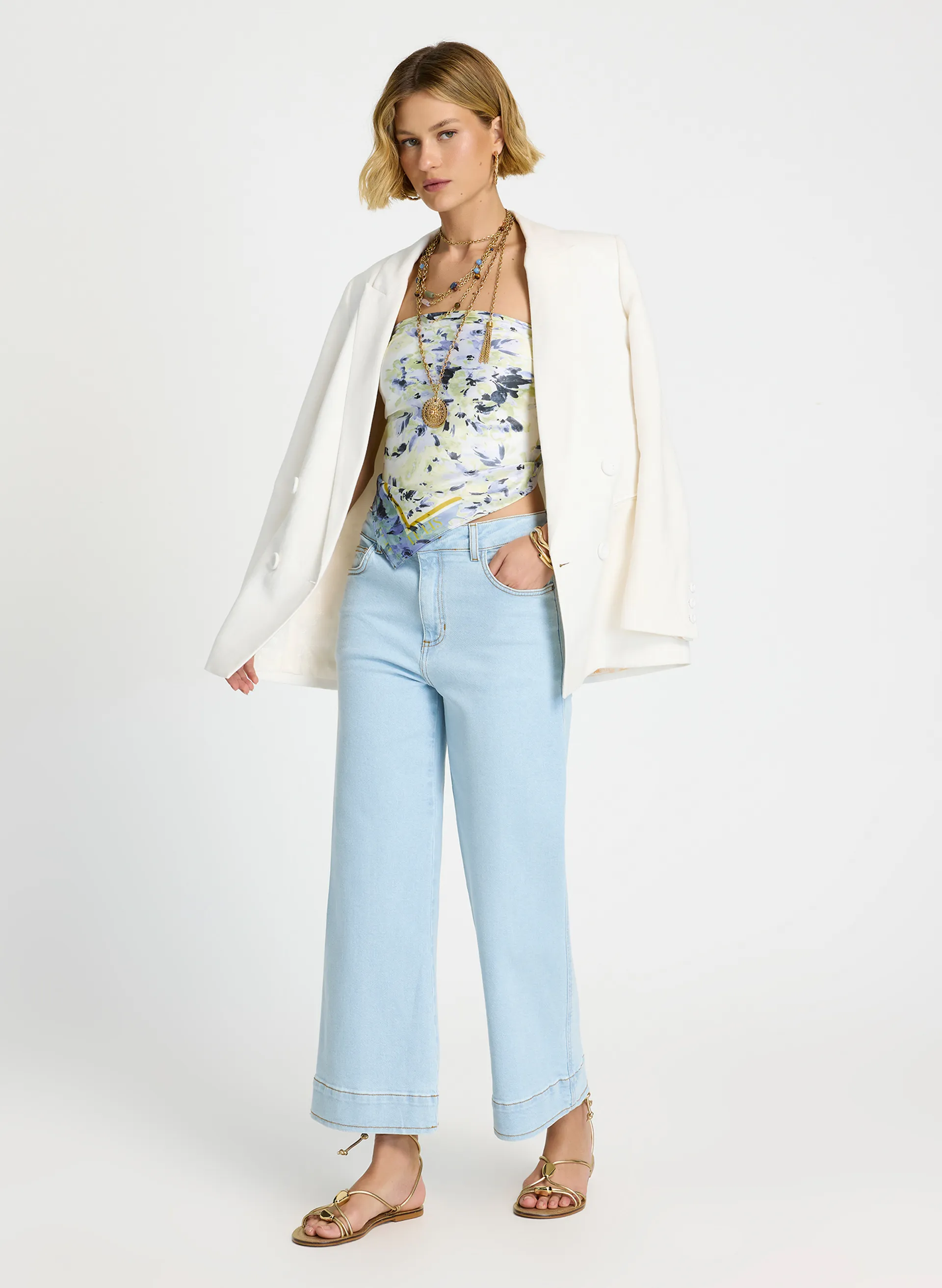 Calça Le Lis Mohana Pantacourt Jeans Feminina