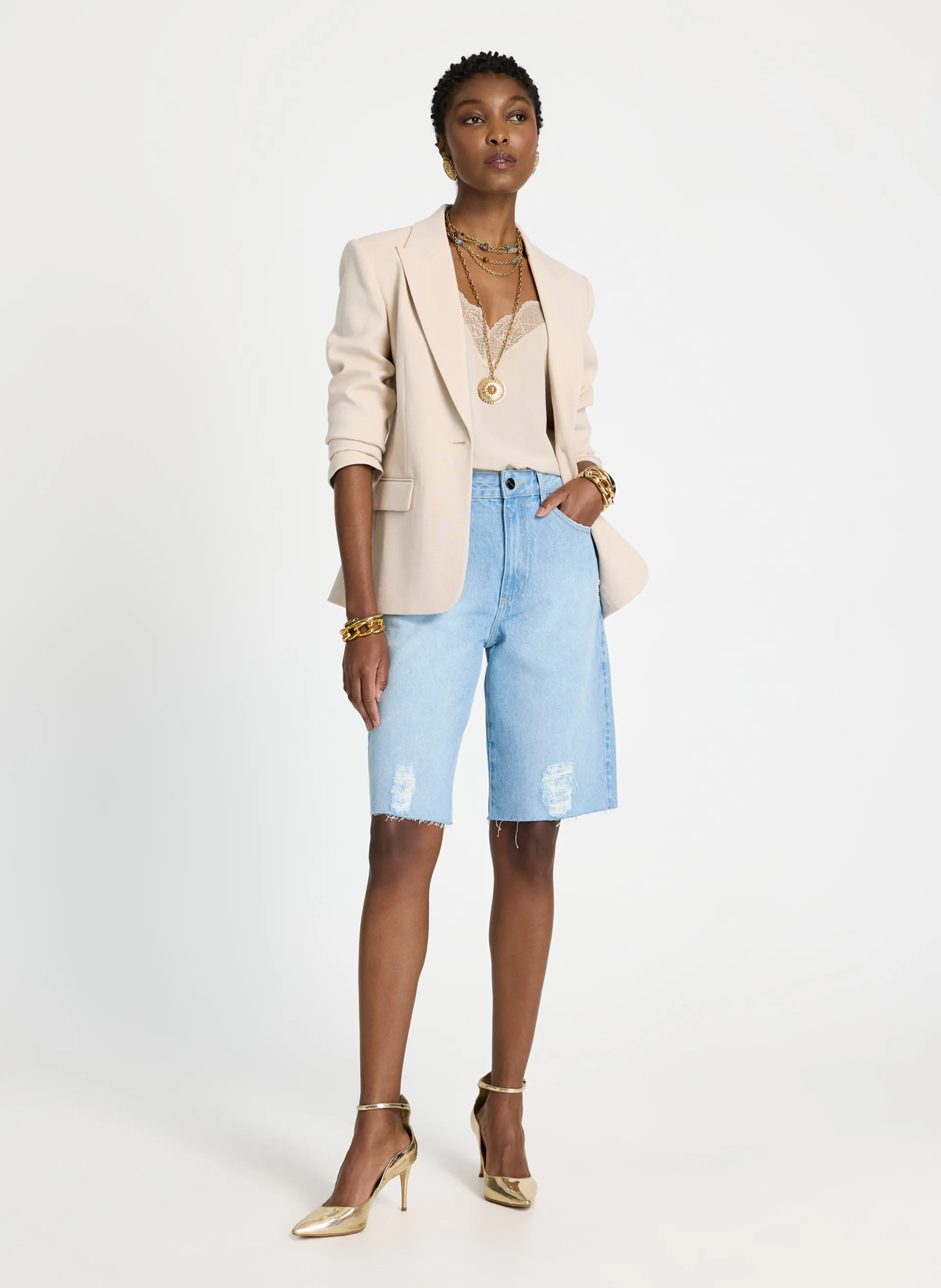 Bermuda Le Lis Madai Jeans Feminina