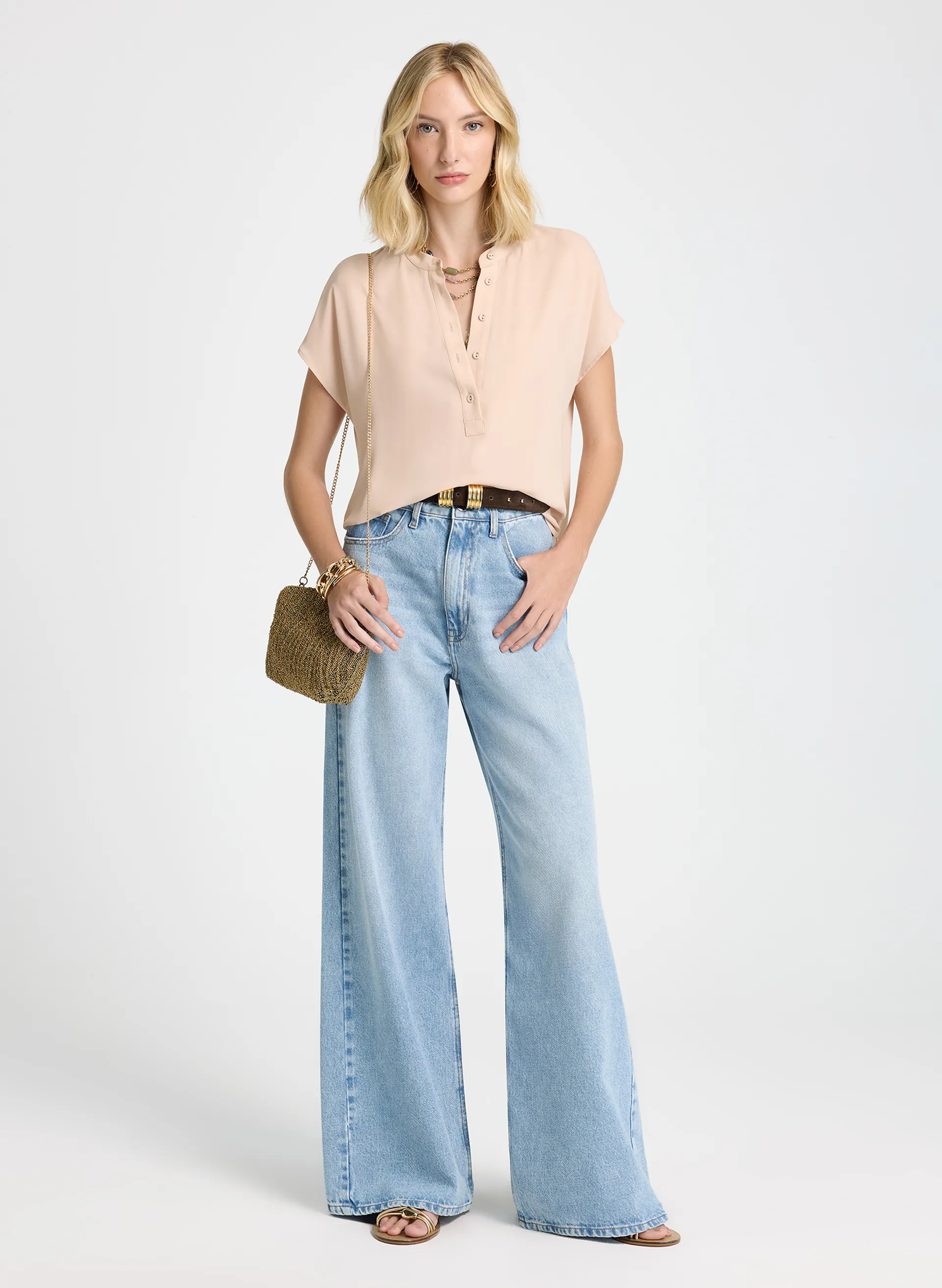 Calça Le Lis Natália Panta Wide Jeans Feminina — foto 2