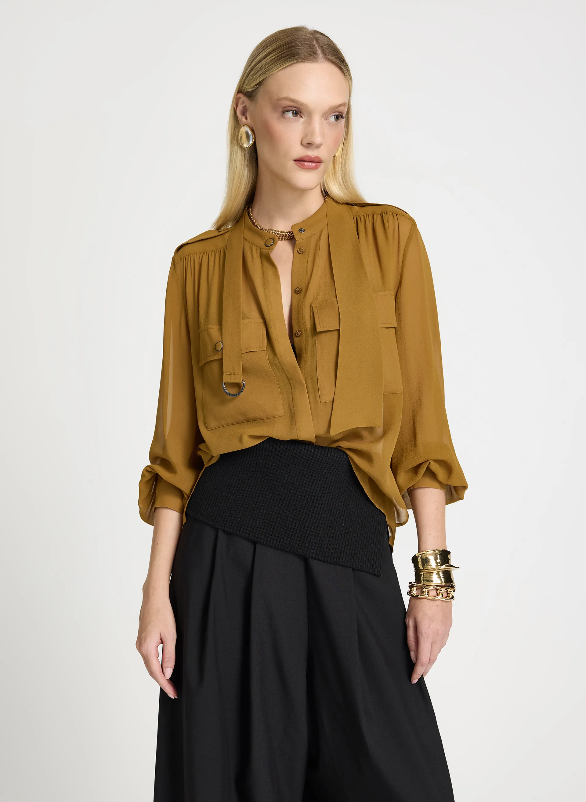 Camisa Le Lis Violeta Seda Seda Feminina