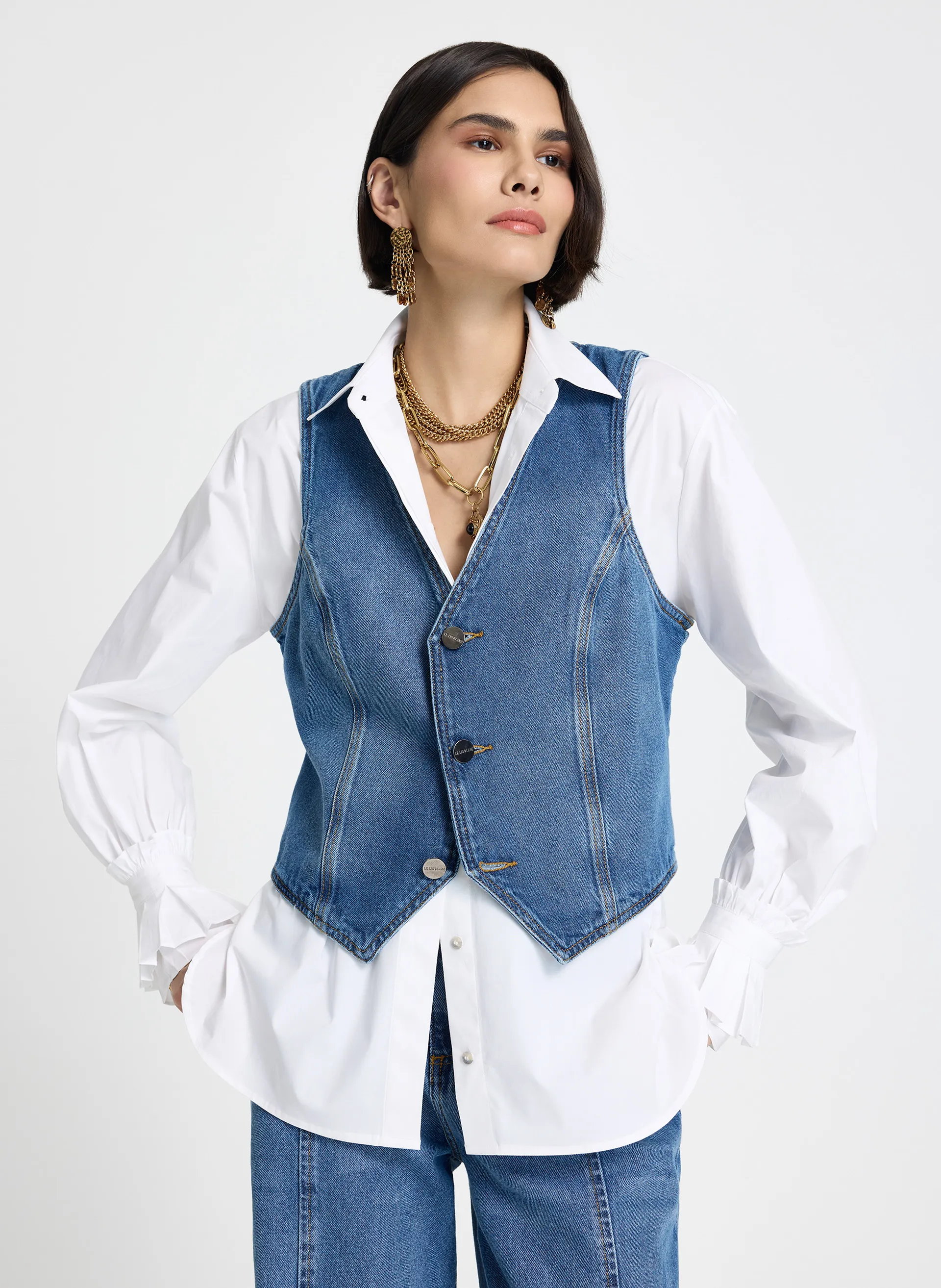 Colete Le Lis Perdita Jeans Feminino