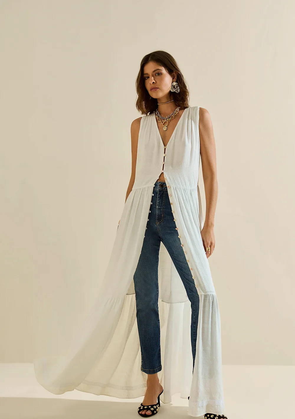 Calça Morena Rosa Skinny Média Azul