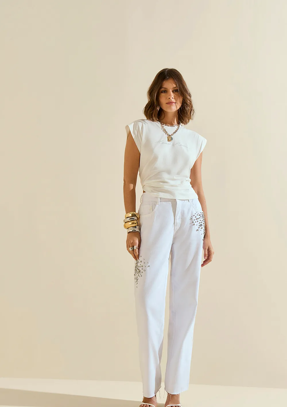 Calça Morena Rosa Reta Média Branco