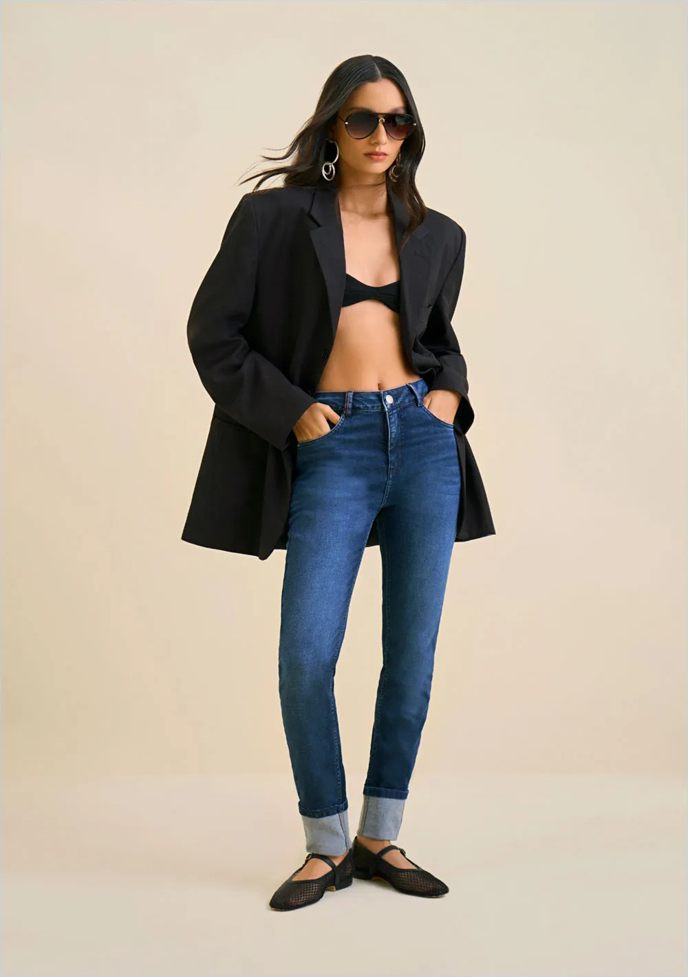 Calça Morena Rosa Skinny Média Azul