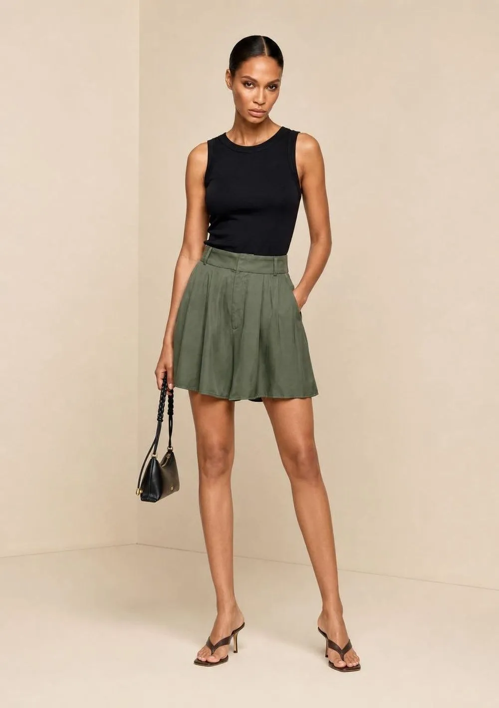 Shorts Morena Rosa Amplo Alta Verde