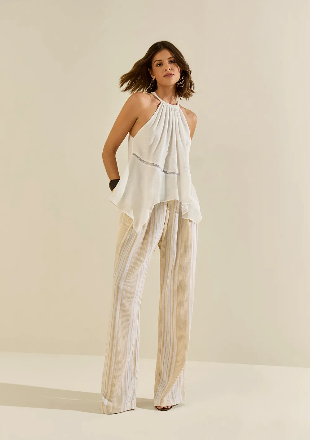 Calça Morena Rosa Wide Alta Off White