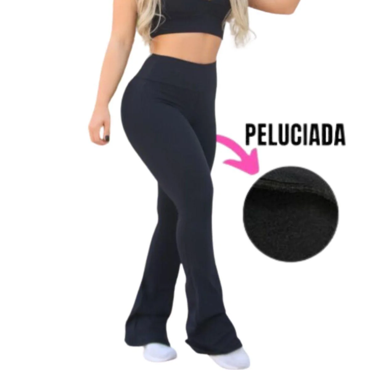 Calça Flare Peluciada Bella Fiore Bailarina Legging Cintura Alta Feminino
