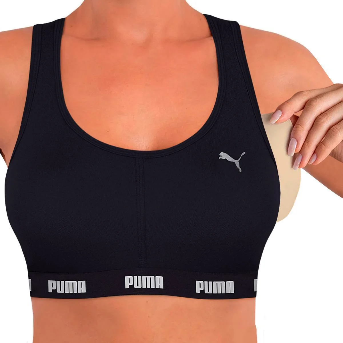 Top Puma Com Bojo Removível Sem Costura Nadador Academia Fitness Ginástica Alta Sustentação