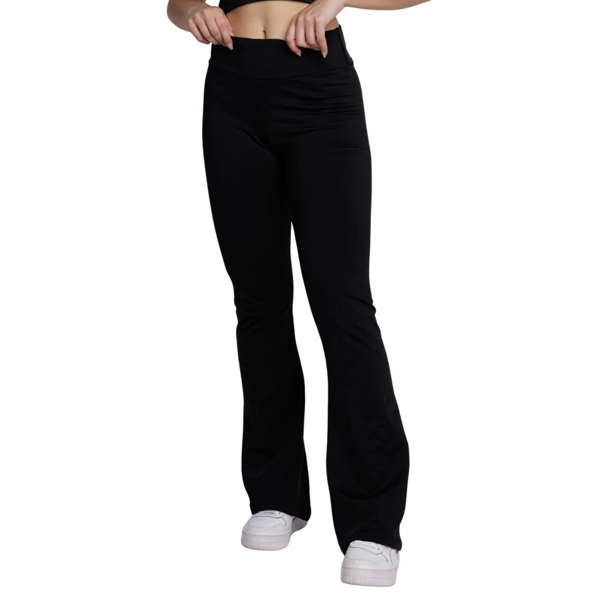 Calça Legging Suplex Flare Serra e Mar Modas Boca de Sino Bailarina Cintura Cós Alto Moda Fitness