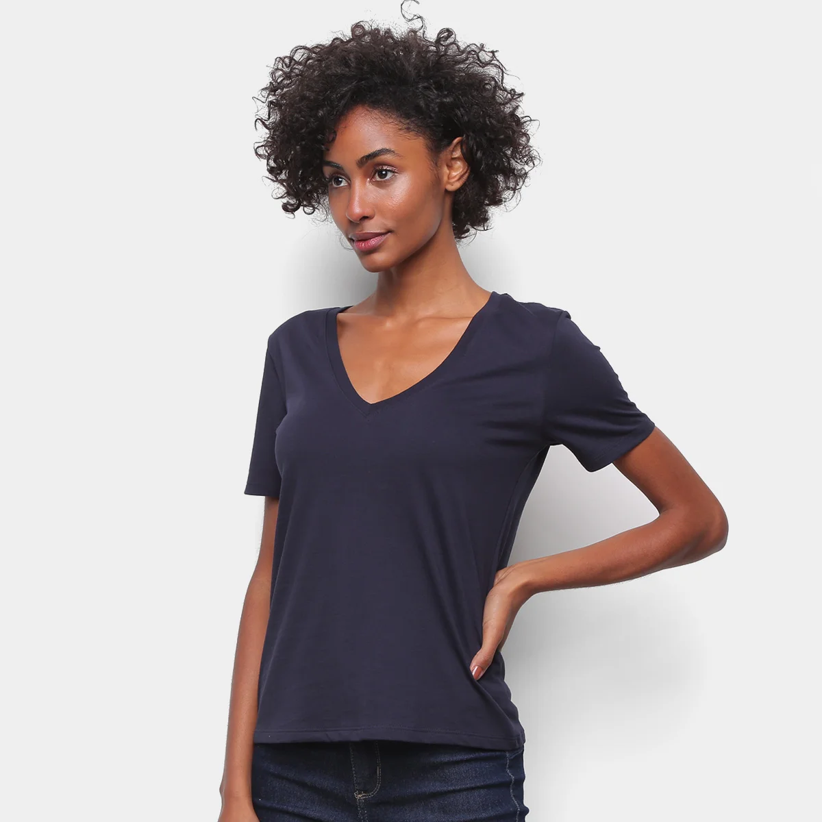 Camiseta Básica Hering Decote V Feminina