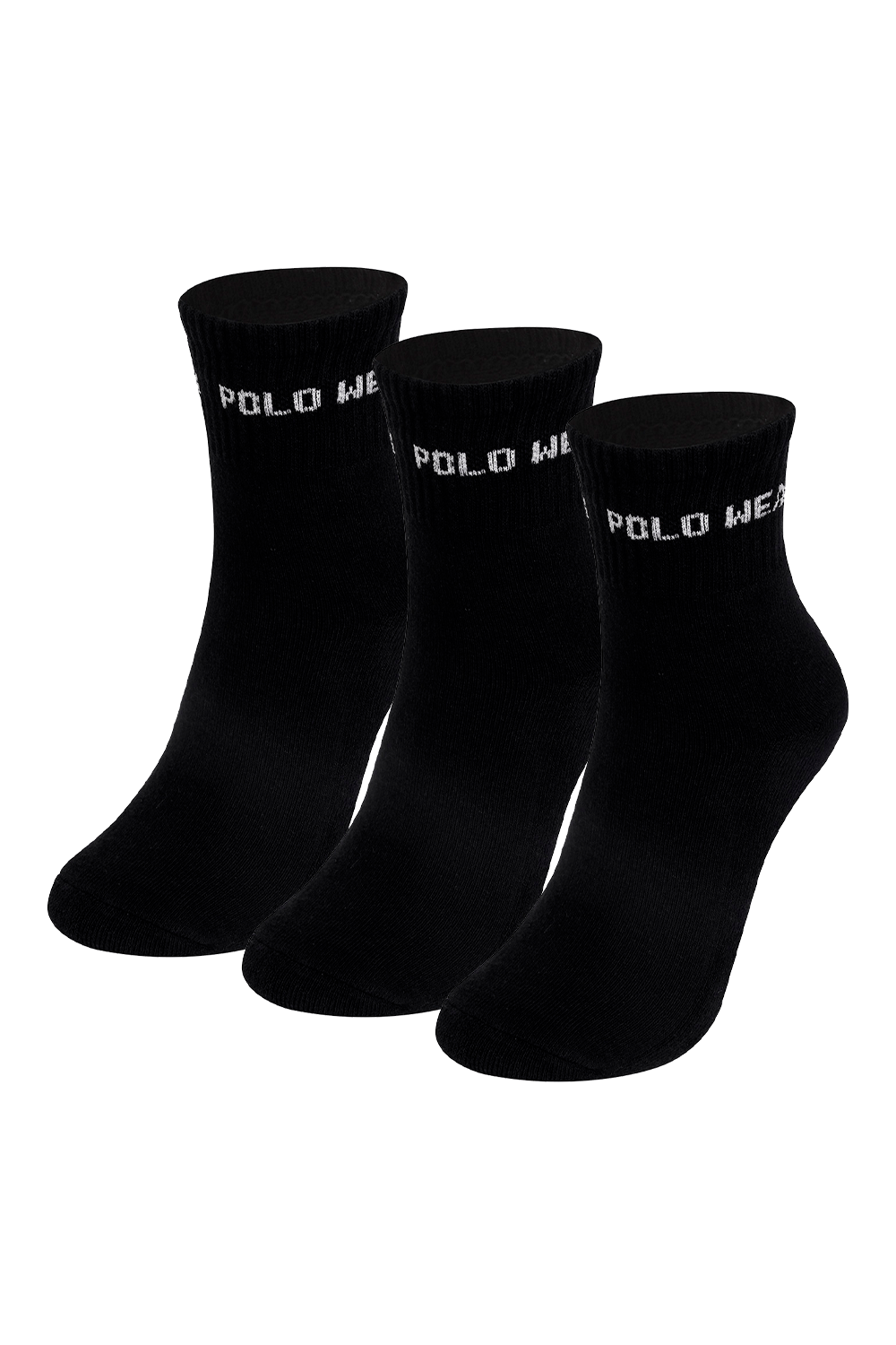 Kit 3 Pares Meias Confortáveis Cano Alto Polo Wear Preto — foto 2