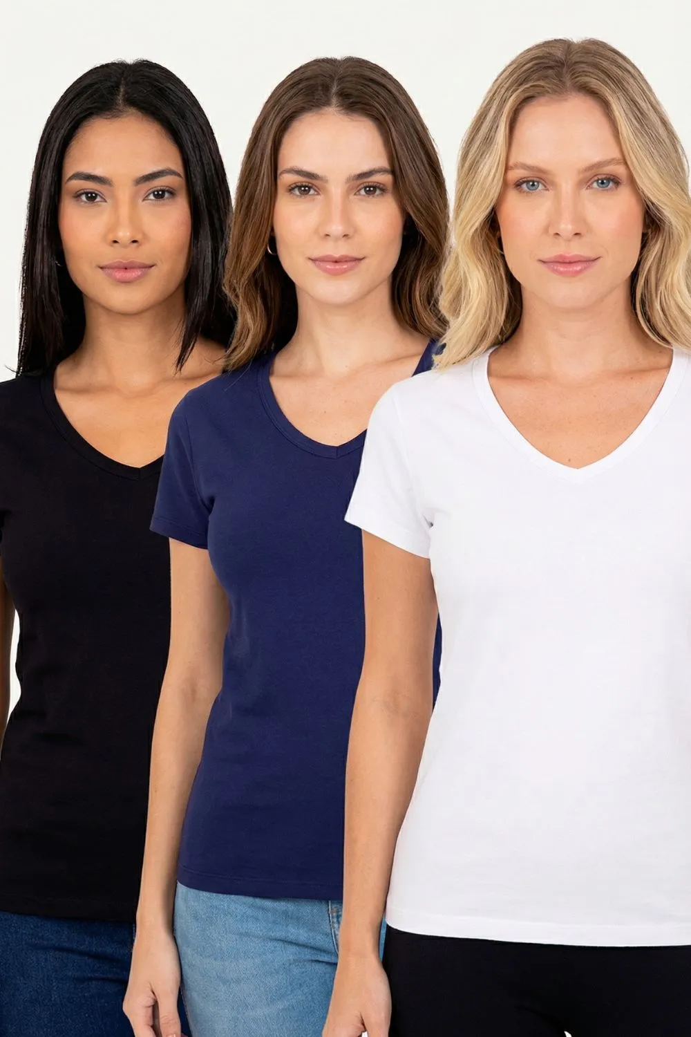 Kit 3 Camisetas Básicas Femininas Polo Wear Sortido
