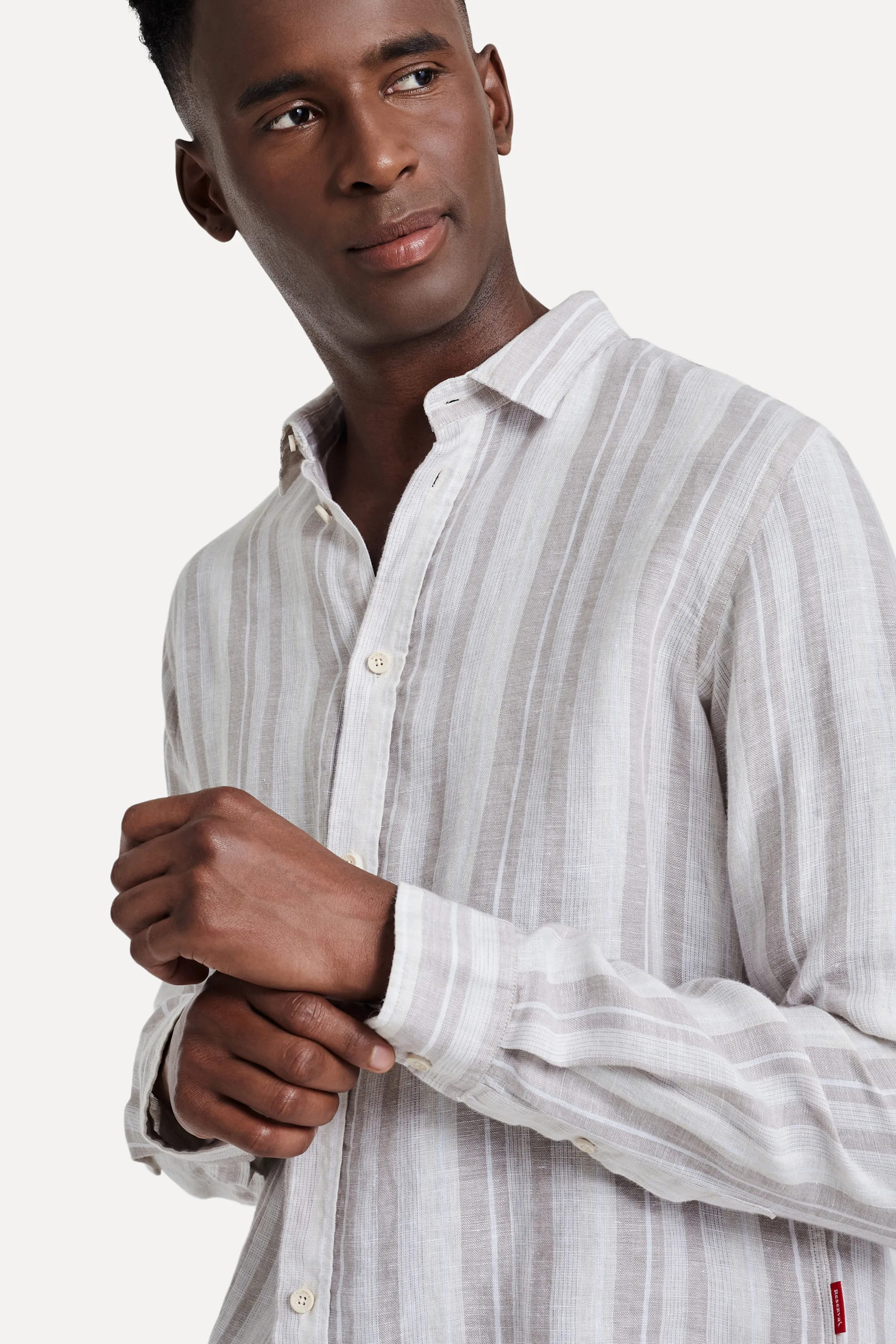 Camisa Ml Linho Listras Tropical Chic