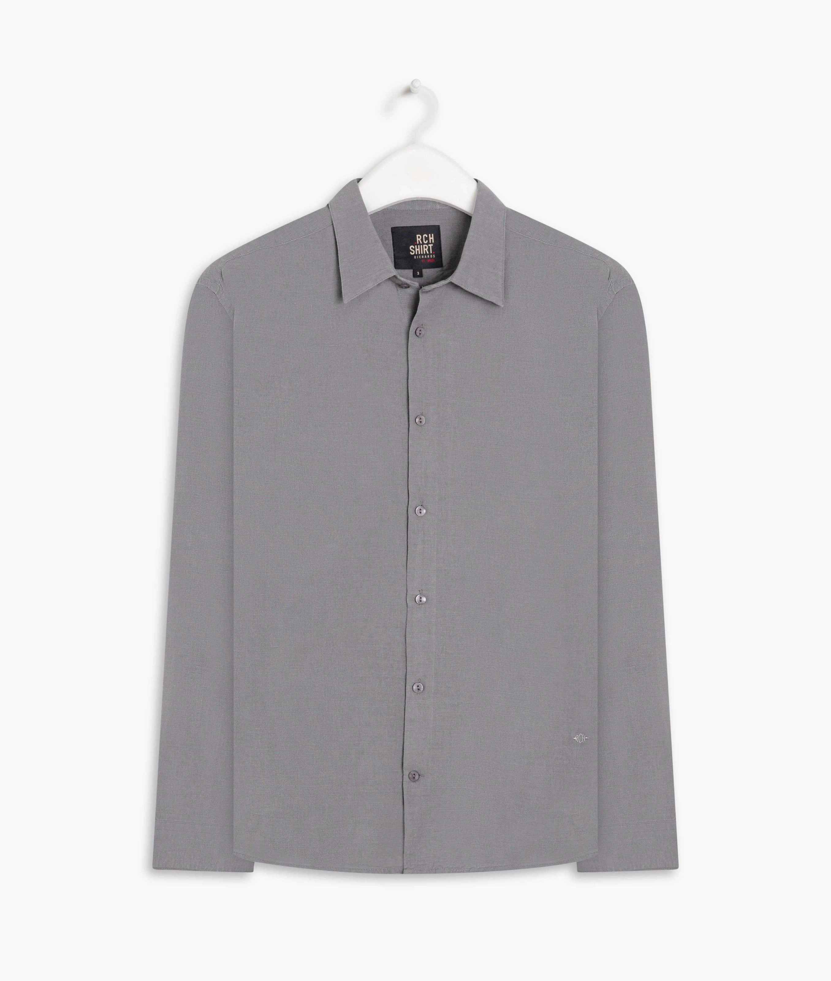 Camisa Linho  Telin Uni Ml Cinza Medio