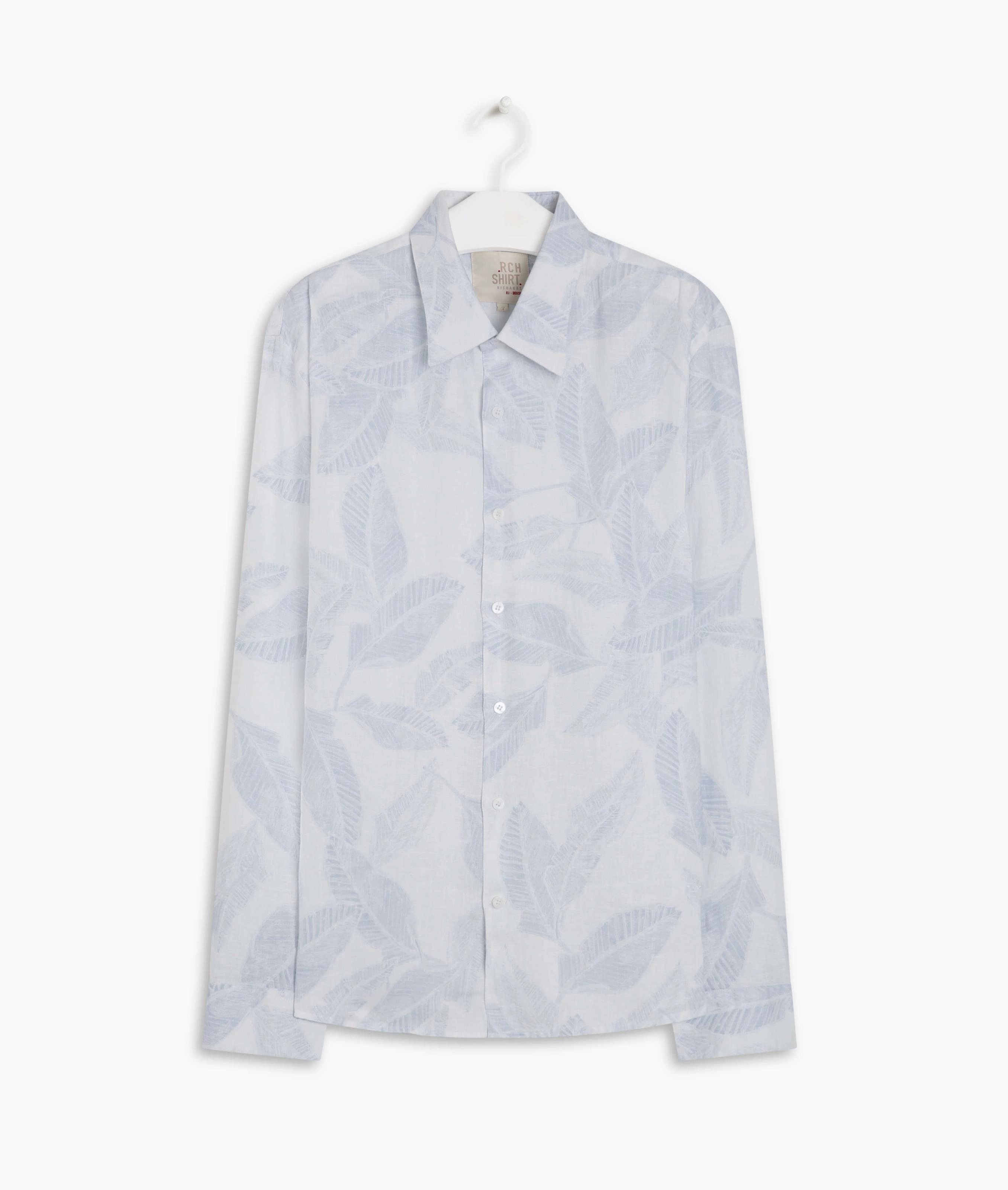  Camisa Puro Linho Estampada Feuillage m Hortencia