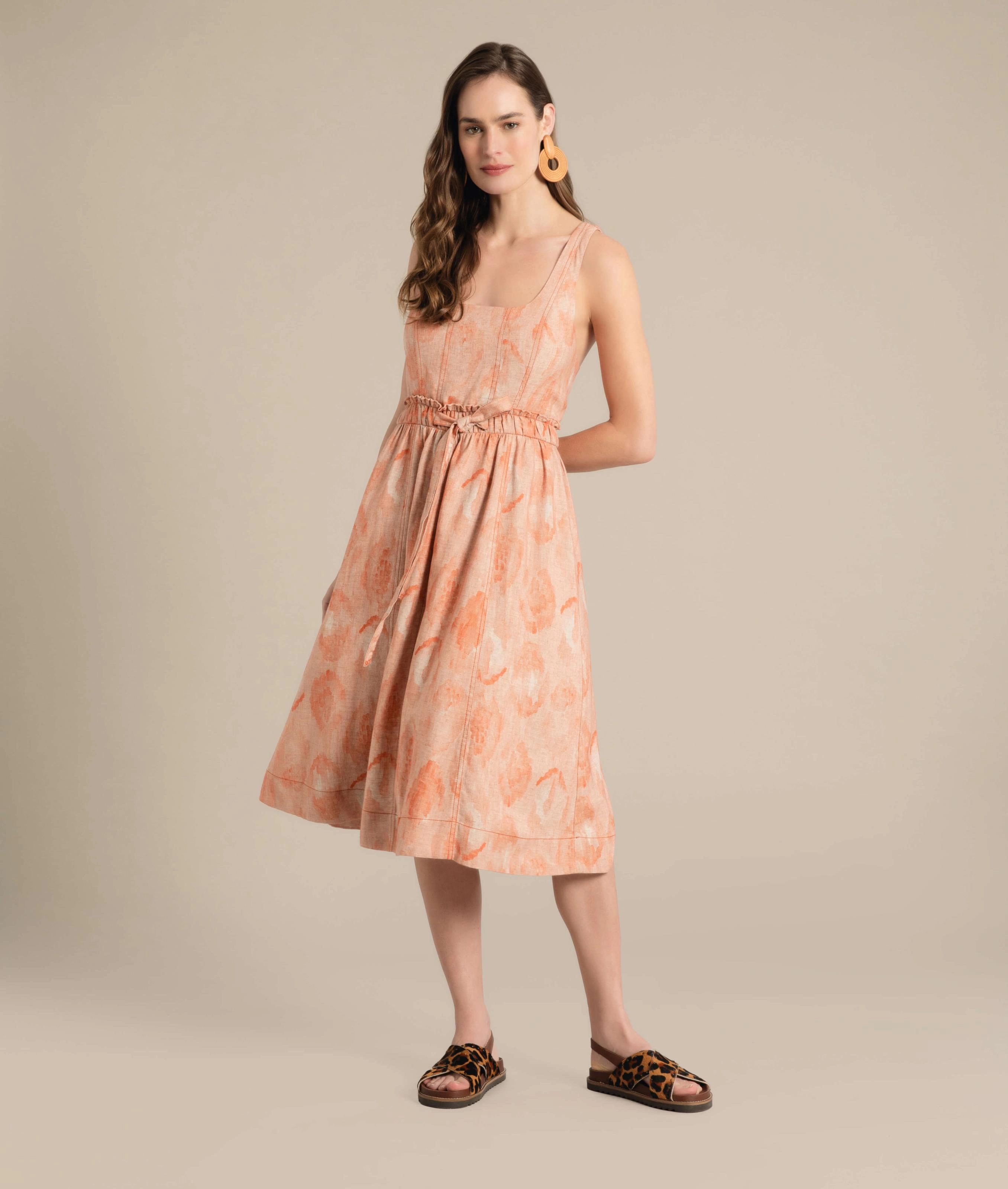 Vestido Linho  Maju  Est Fruit Frais Coral