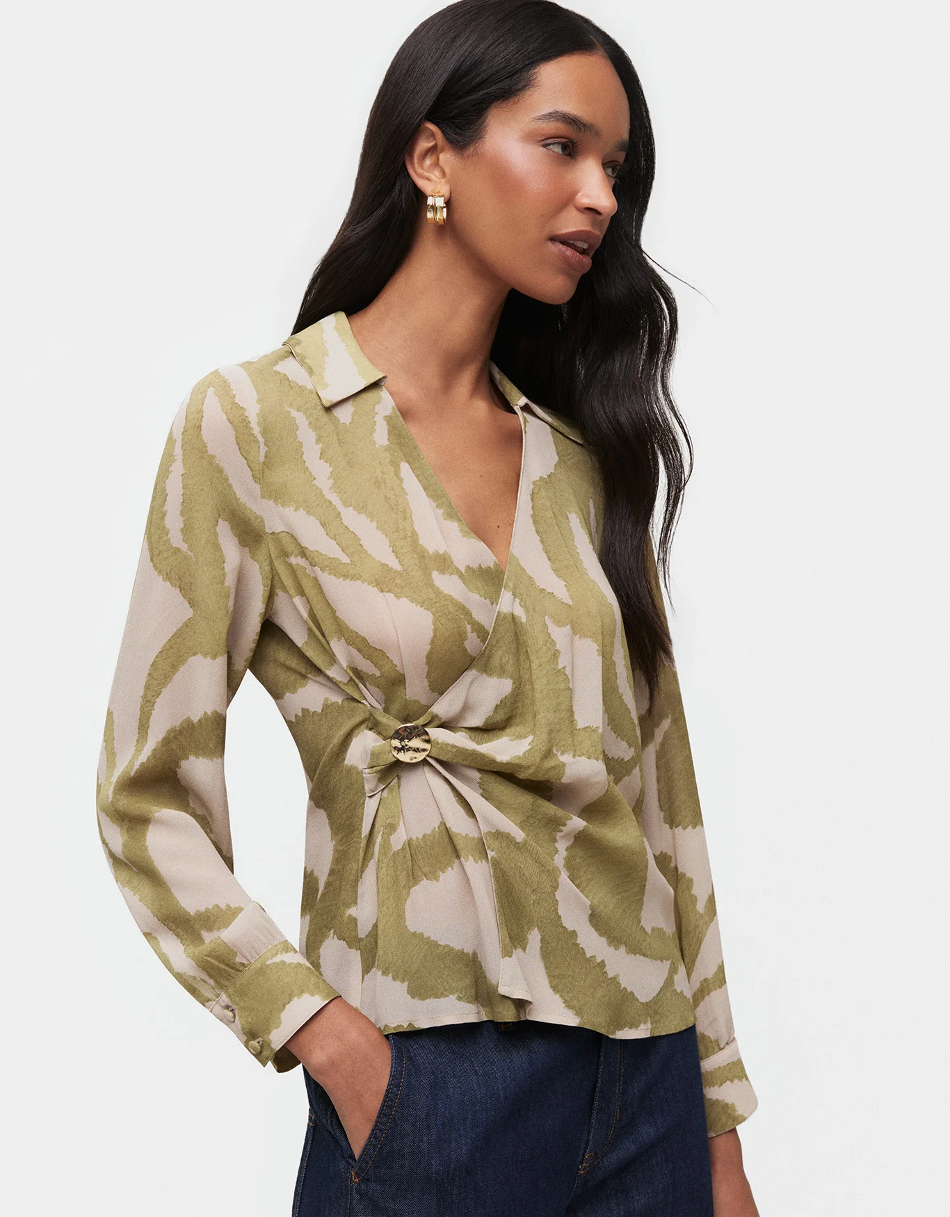 Blusa Ampla Textura Uva Verde