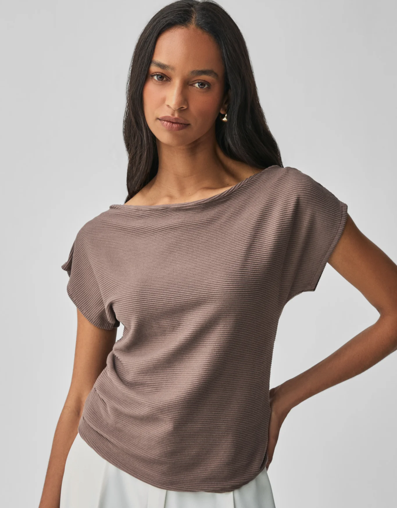 Blusa Malha Decote Canoa