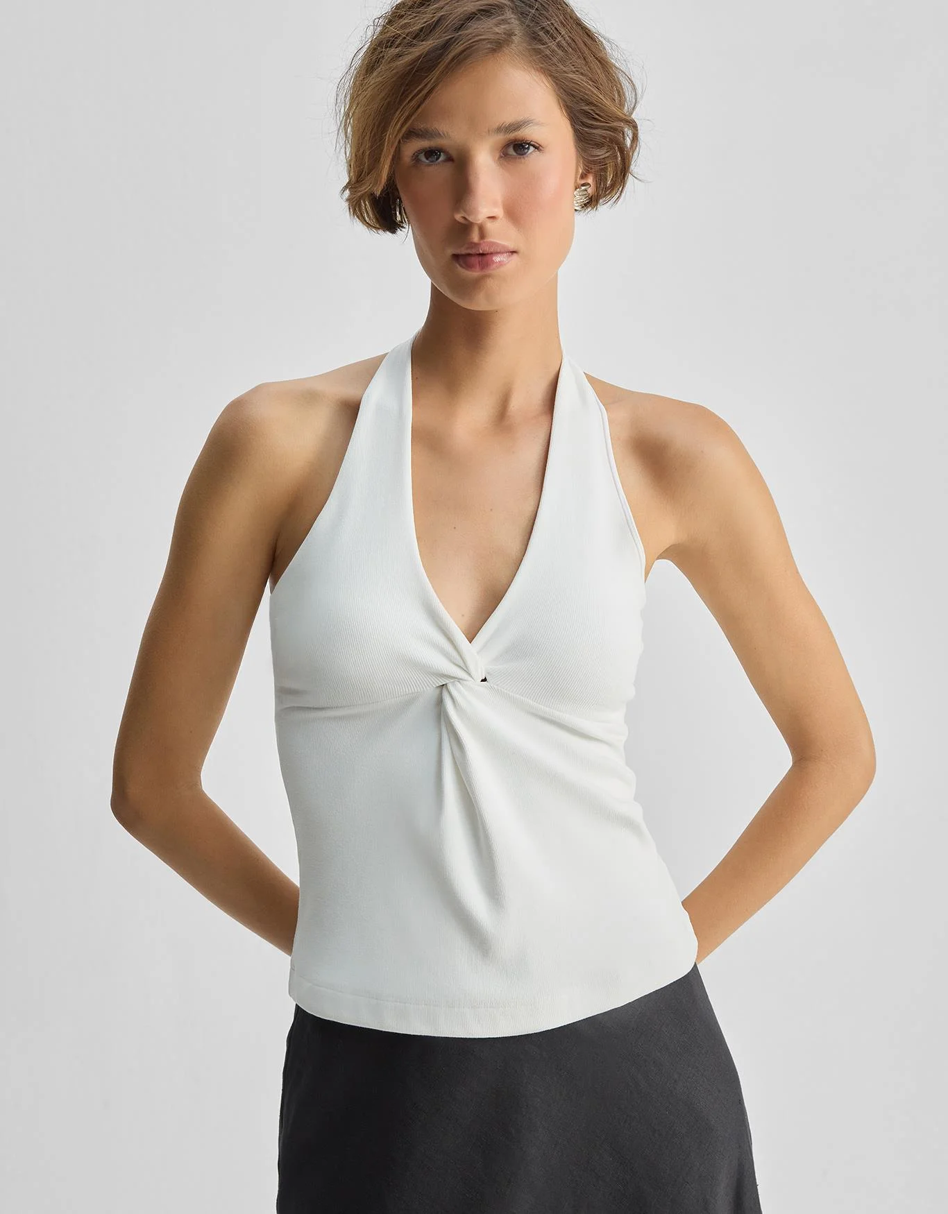 Blusa Malha Decote Frente Única